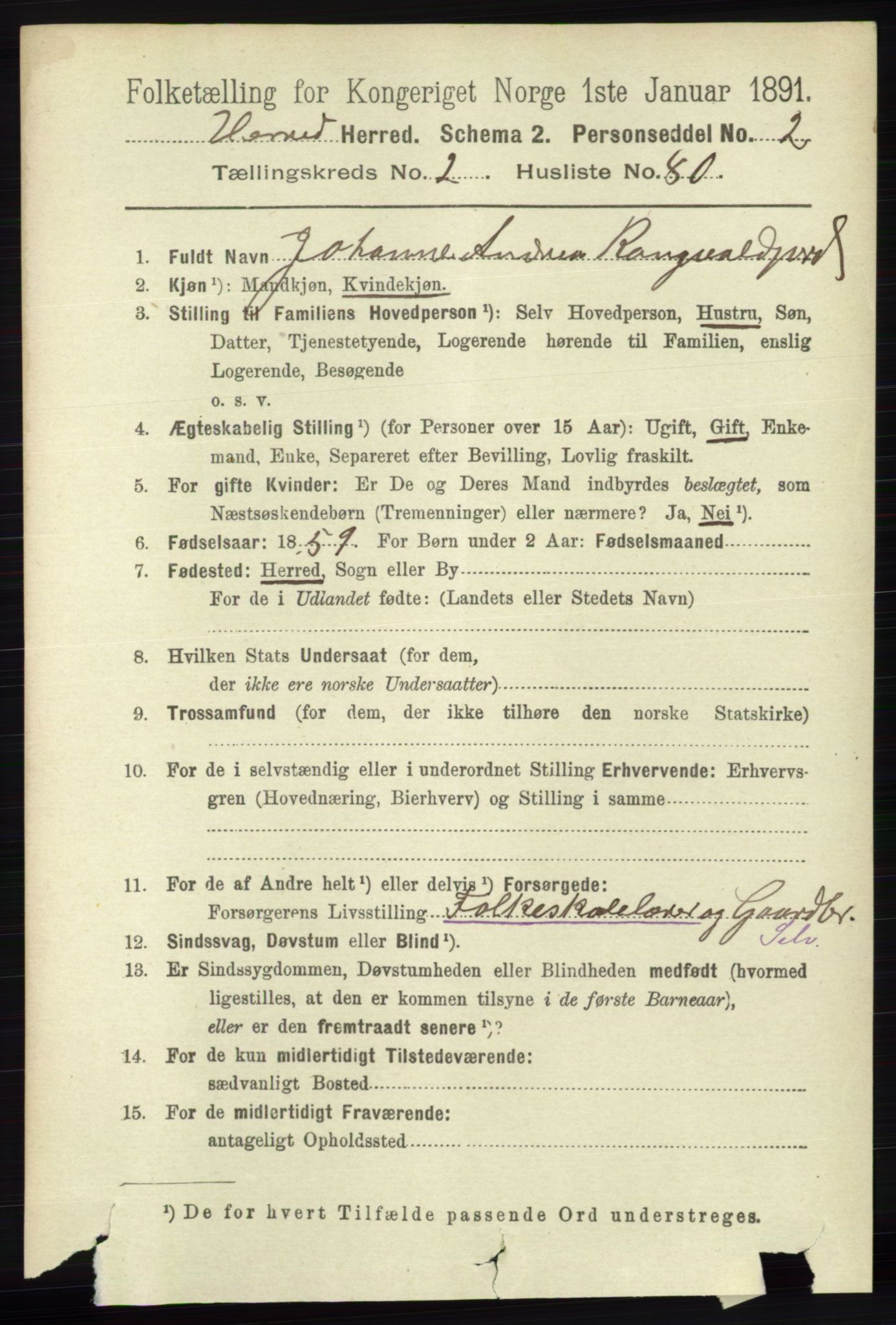 RA, 1891 census for 1039 Herad, 1891, p. 903