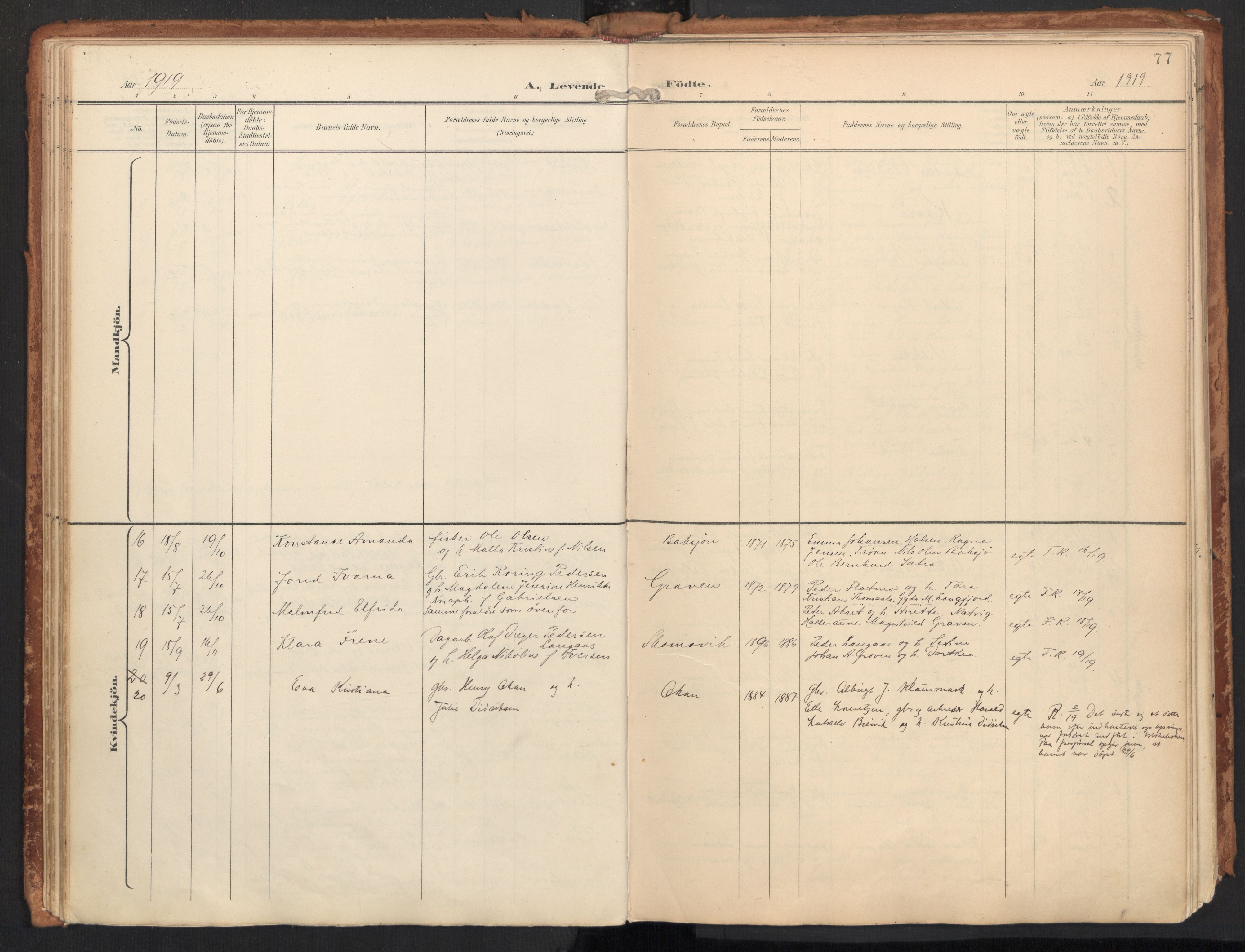 Ministerialprotokoller, klokkerbøker og fødselsregistre - Nordland, AV/SAT-A-1459/814/L0227: Parish register (official) no. 814A08, 1899-1920, p. 77