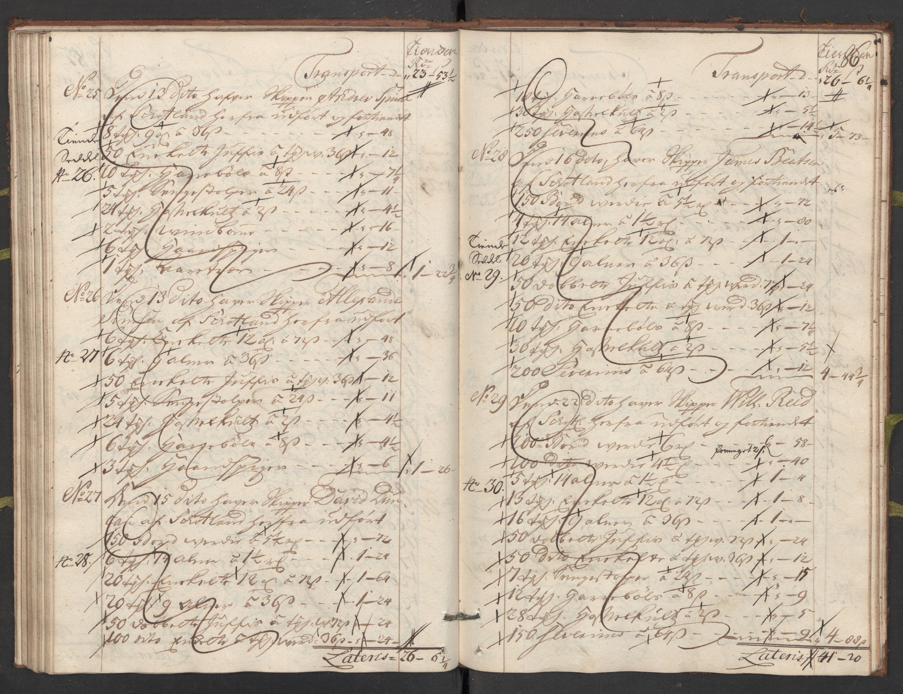 Generaltollkammeret, tollregnskaper, AV/RA-EA-5490/R24/L0009/0001: Tollregnskaper Sunnhordland / Hovedtollbok, 1733, p. 85b-86a
