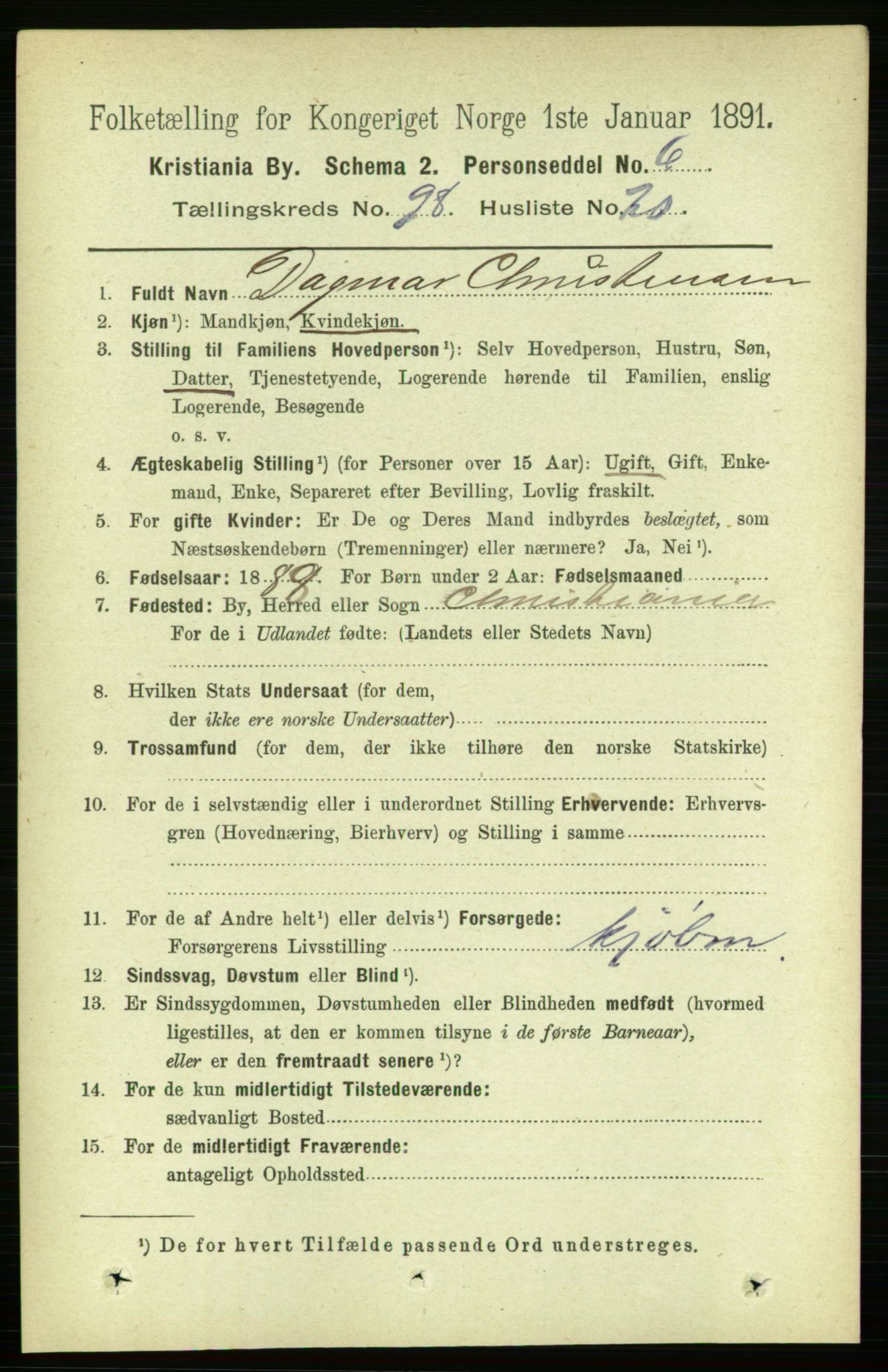 RA, 1891 census for 0301 Kristiania, 1891, p. 48334