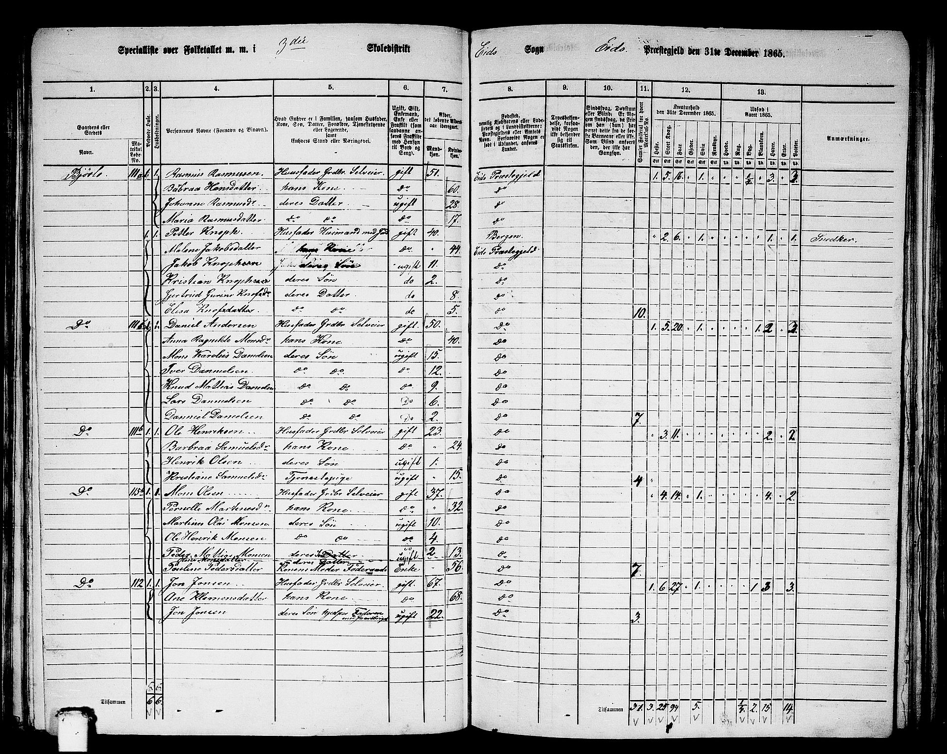 RA, 1865 census for Eid, 1865, p. 118