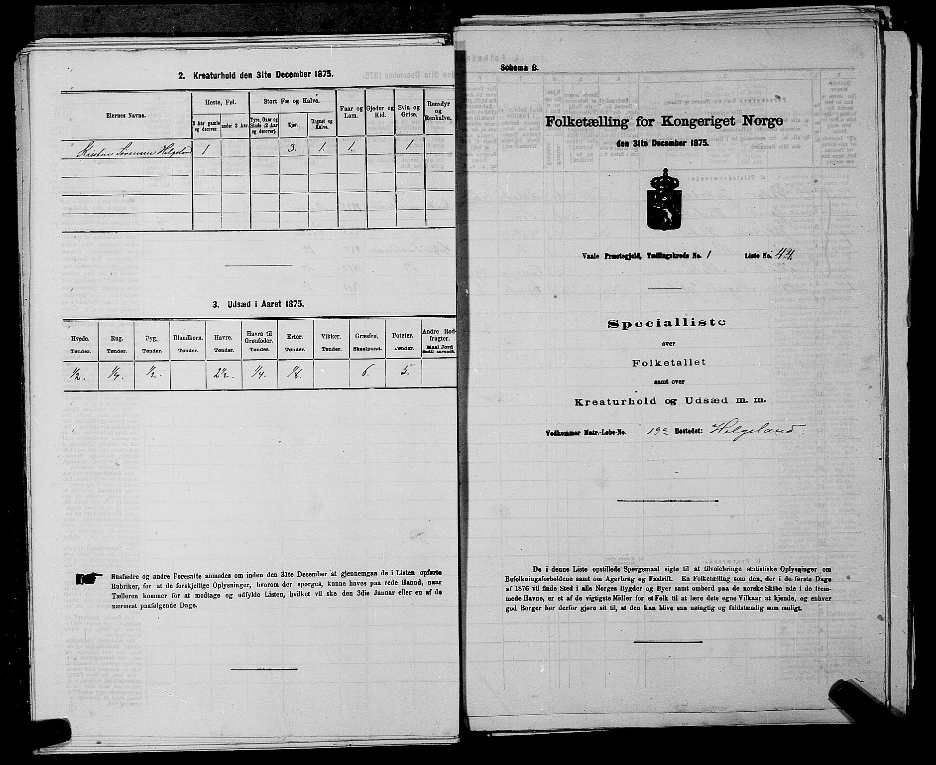 SAKO, 1875 census for 0716P Våle, 1875, p. 127