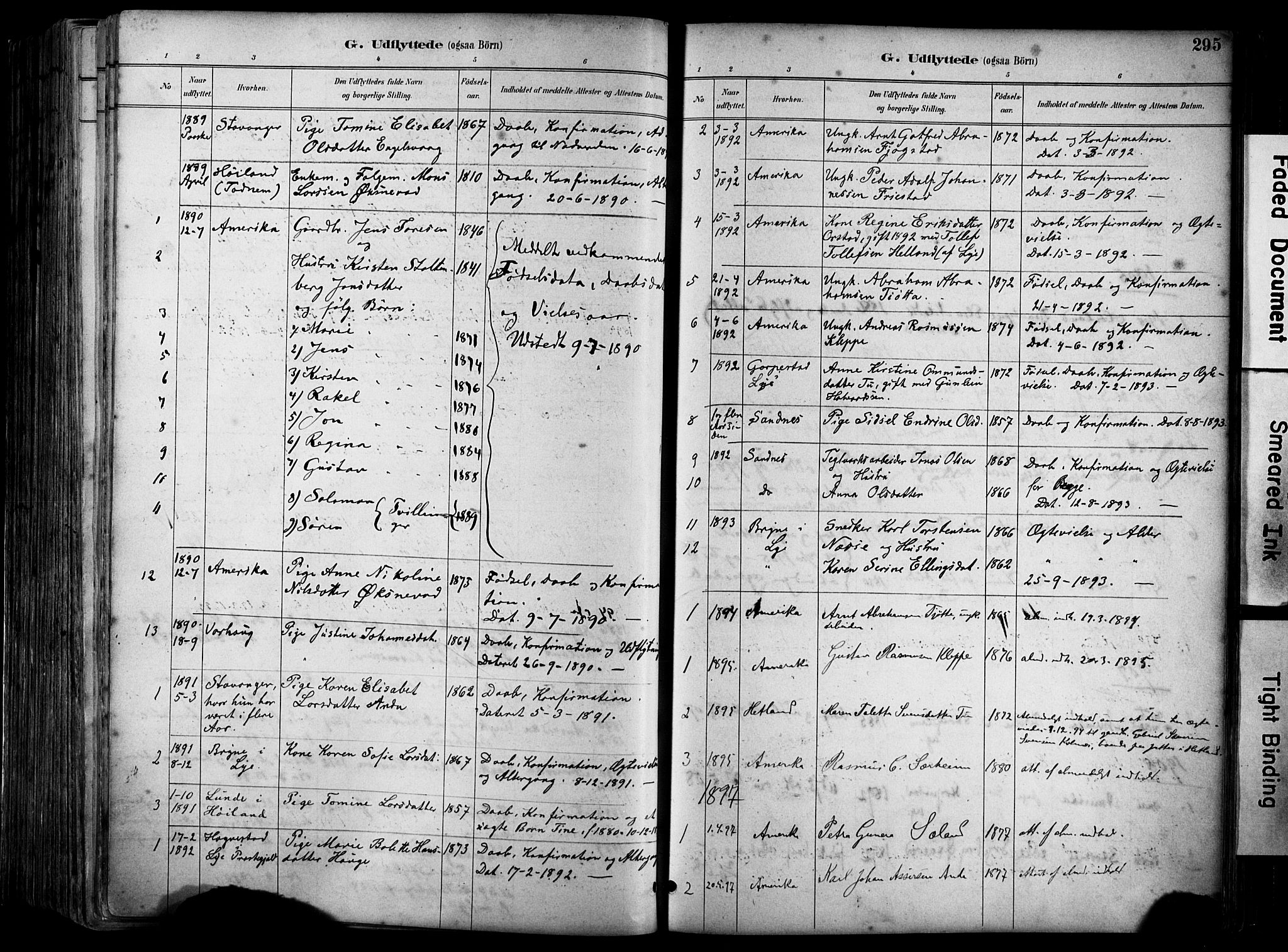 Klepp sokneprestkontor, AV/SAST-A-101803/001/3/30BA/L0009: Parish register (official) no. A 7, 1886-1915, p. 295