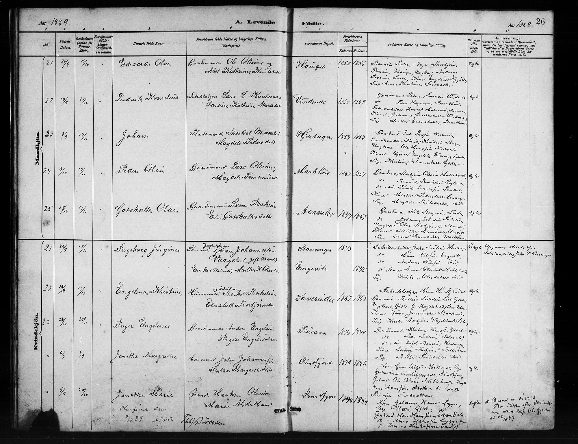 Fusa sokneprestembete, SAB/A-75401/H/Hab: Parish register (copy) no. C 2, 1886-1926, p. 26