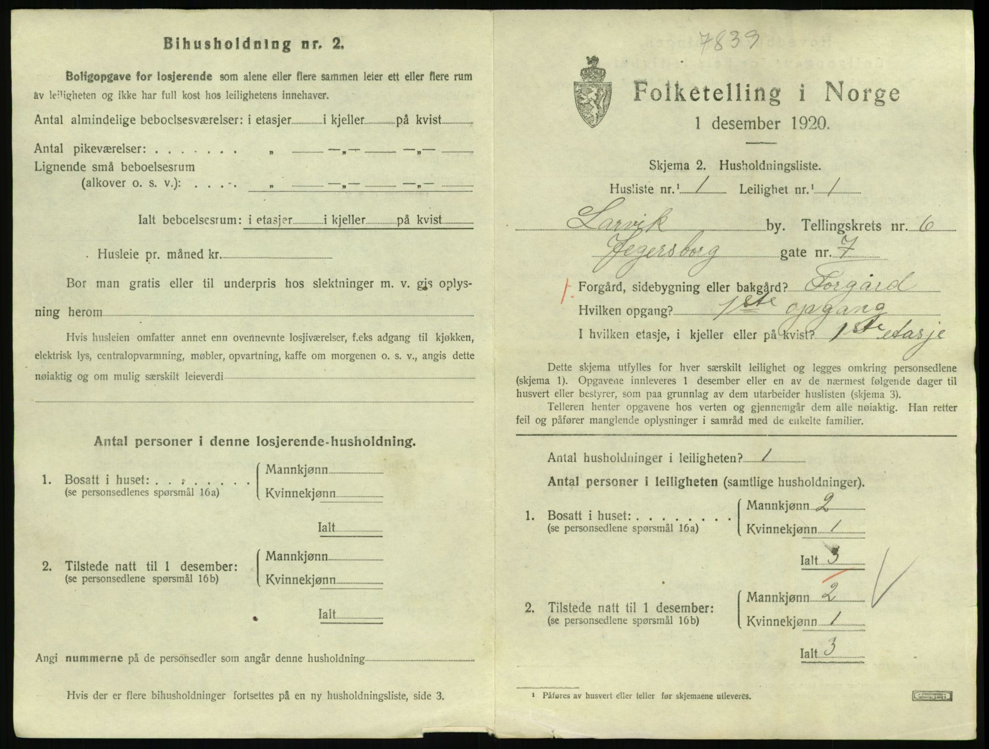 SAKO, 1920 census for Larvik, 1920, p. 5338
