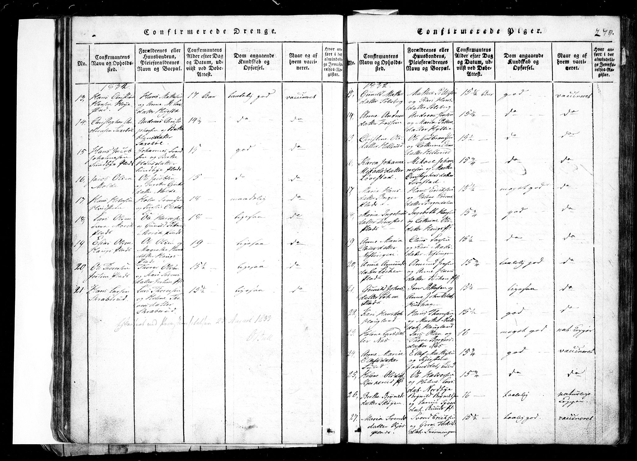 Spydeberg prestekontor Kirkebøker, AV/SAO-A-10924/G/Ga/L0001: Parish register (copy) no. I 1, 1814-1868, p. 279