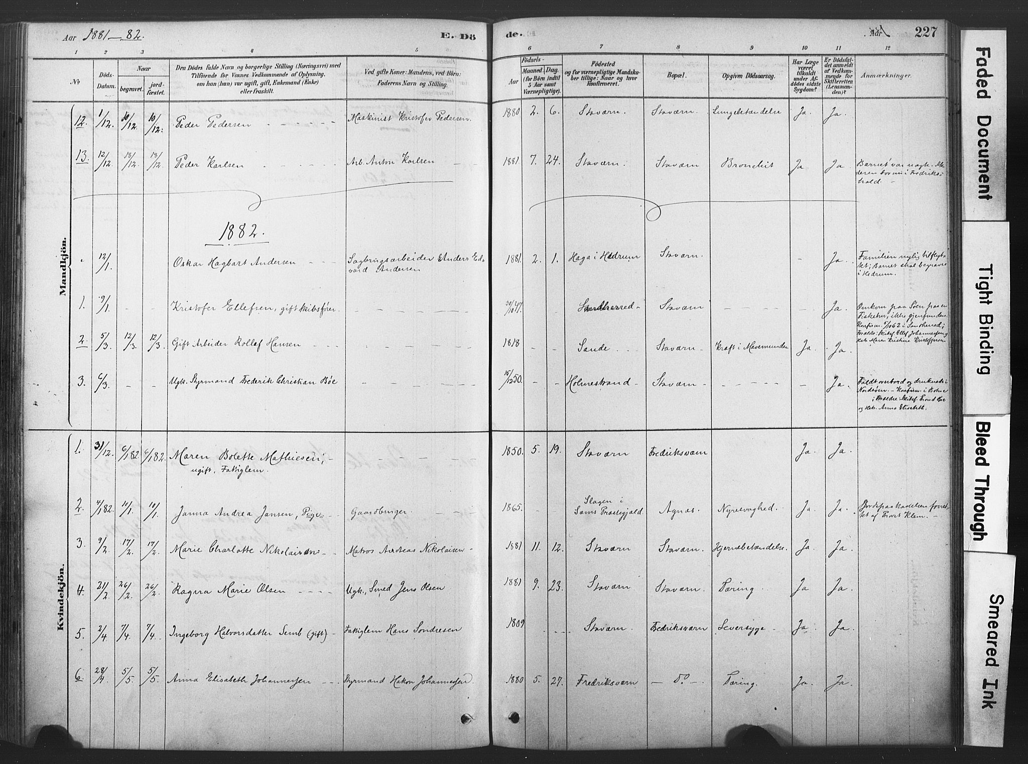 Stavern kirkebøker, SAKO/A-318/F/Fa/L0008: Parish register (official) no. 8, 1878-1905, p. 227