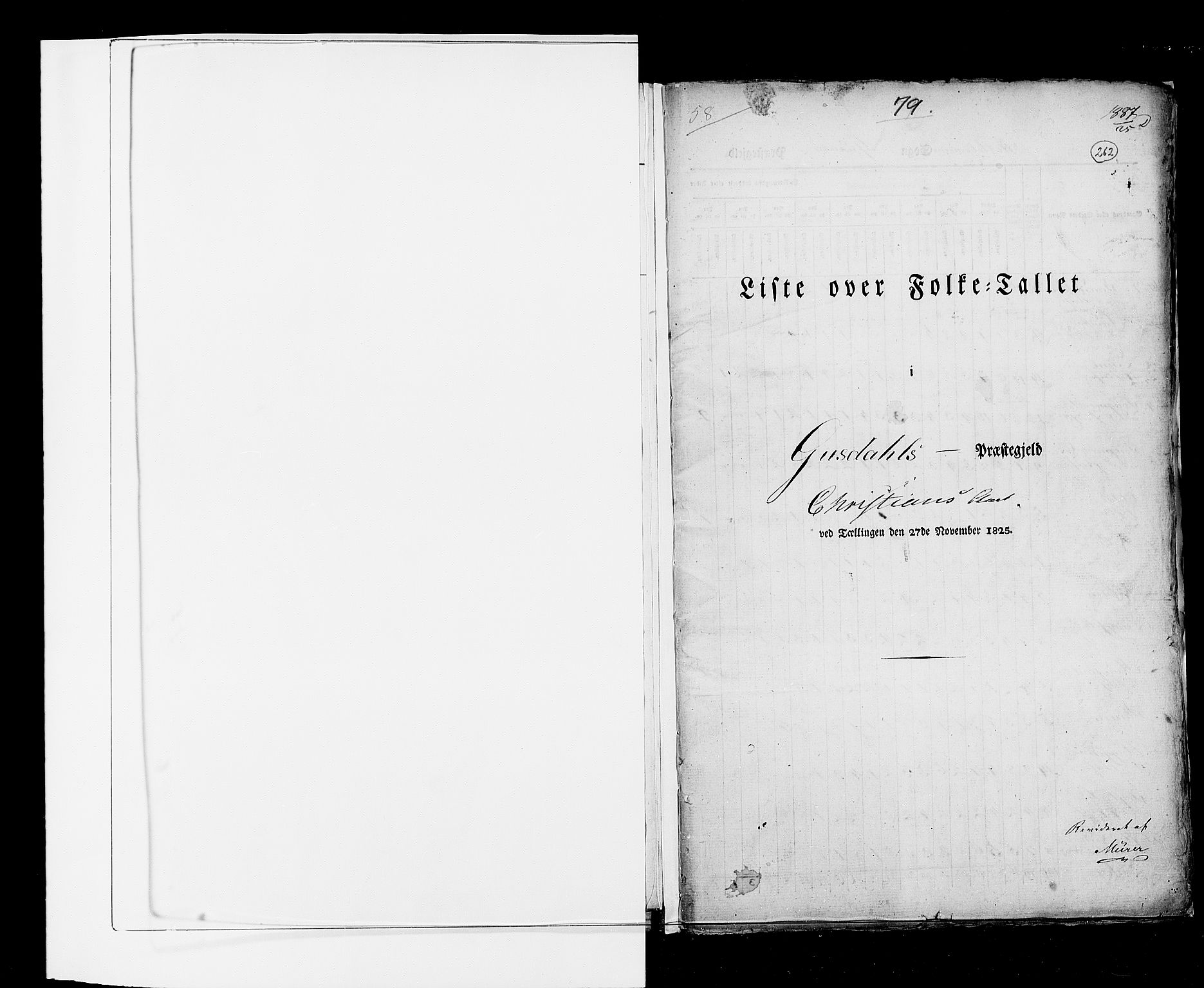 RA, Census 1825, vol. 6: Kristians amt, 1825, p. 262