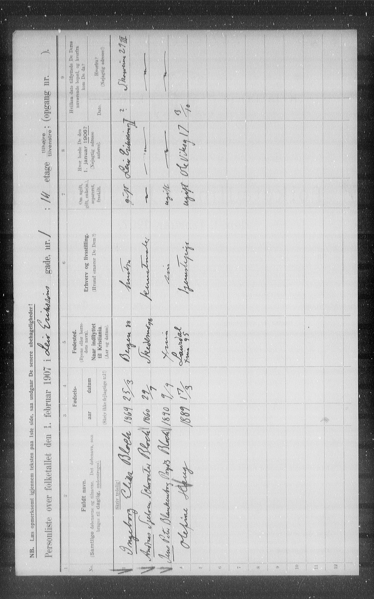 OBA, Municipal Census 1907 for Kristiania, 1907, p. 29335