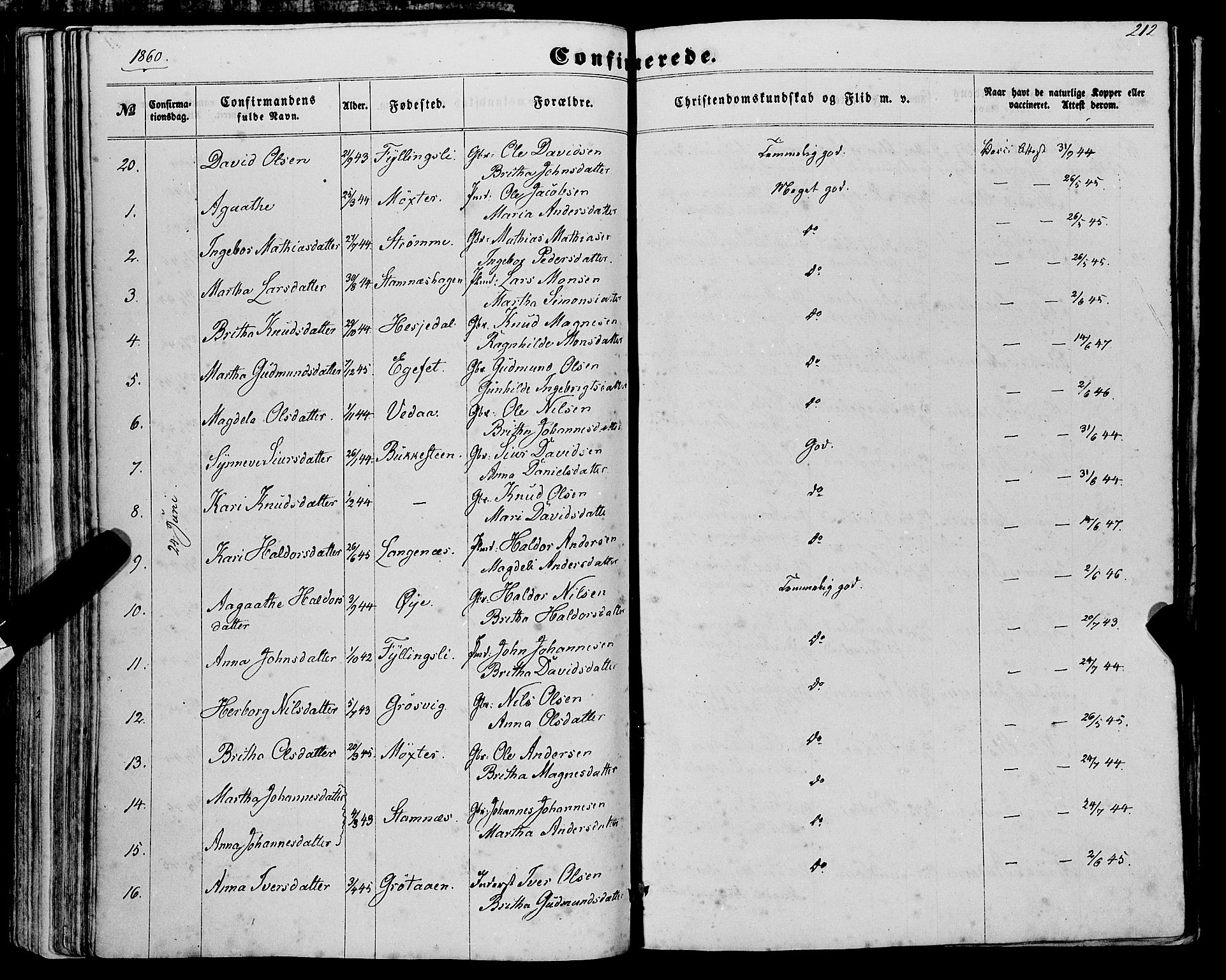 Haus sokneprestembete, AV/SAB-A-75601/H/Haa: Parish register (official) no. A 17, 1858-1870, p. 212