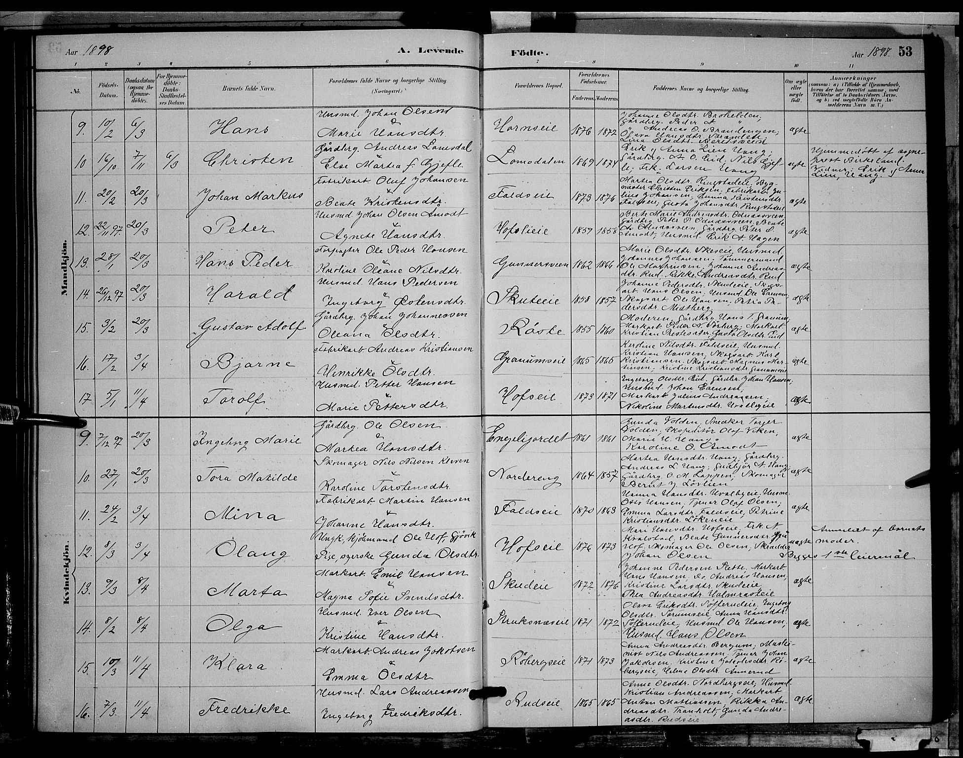 Søndre Land prestekontor, SAH/PREST-122/L/L0002: Parish register (copy) no. 2, 1884-1900, p. 53