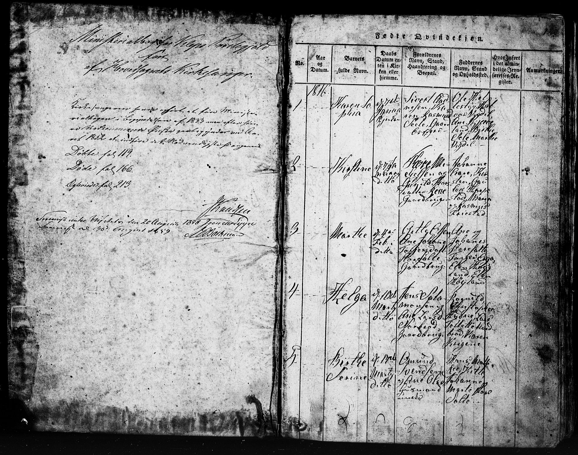 Klepp sokneprestkontor, SAST/A-101803/001/3/30BB/L0001: Parish register (copy) no.  B 1, 1816-1859, p. 1