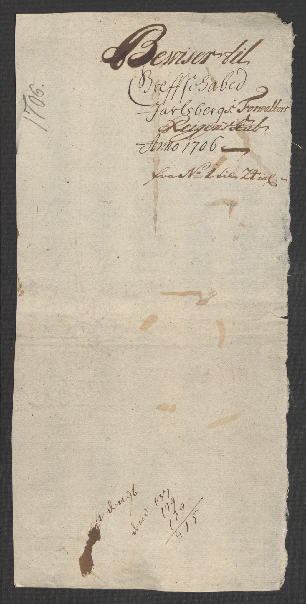 Rentekammeret inntil 1814, Reviderte regnskaper, Fogderegnskap, AV/RA-EA-4092/R32/L1872: Fogderegnskap Jarlsberg grevskap, 1706-1707, p. 17