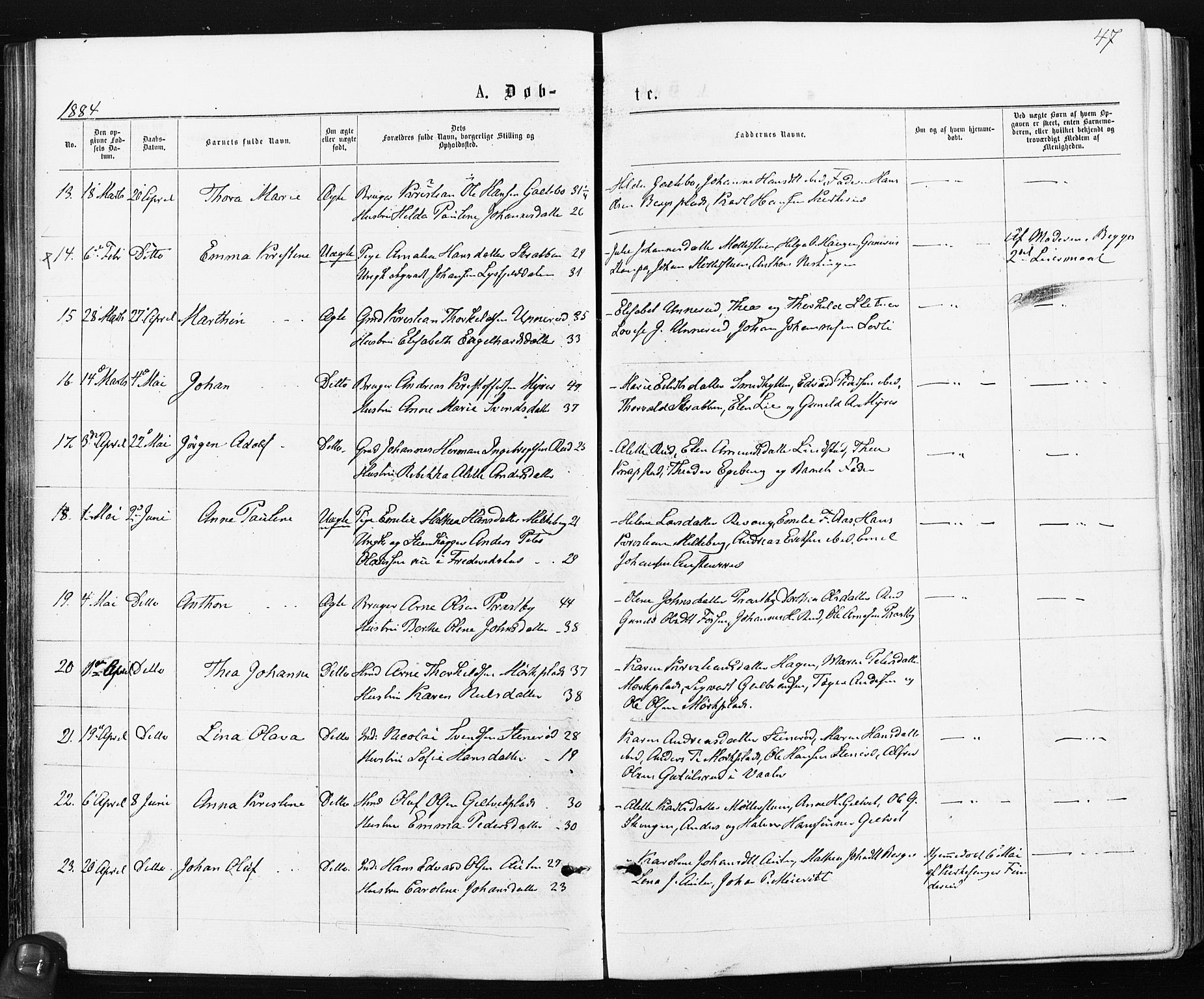 Spydeberg prestekontor Kirkebøker, SAO/A-10924/F/Fa/L0007: Parish register (official) no. I 7, 1875-1885, p. 47