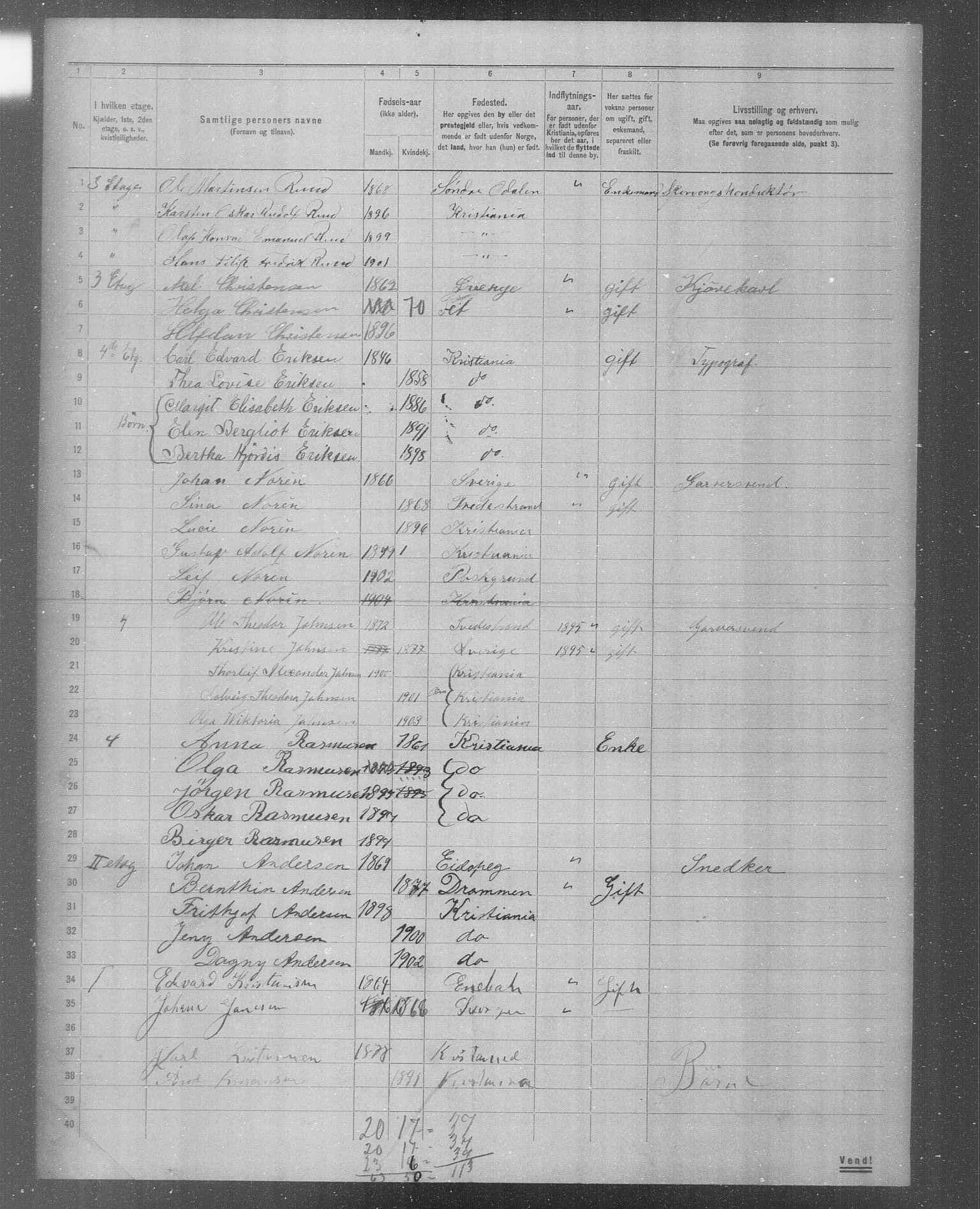 OBA, Municipal Census 1904 for Kristiania, 1904, p. 4756