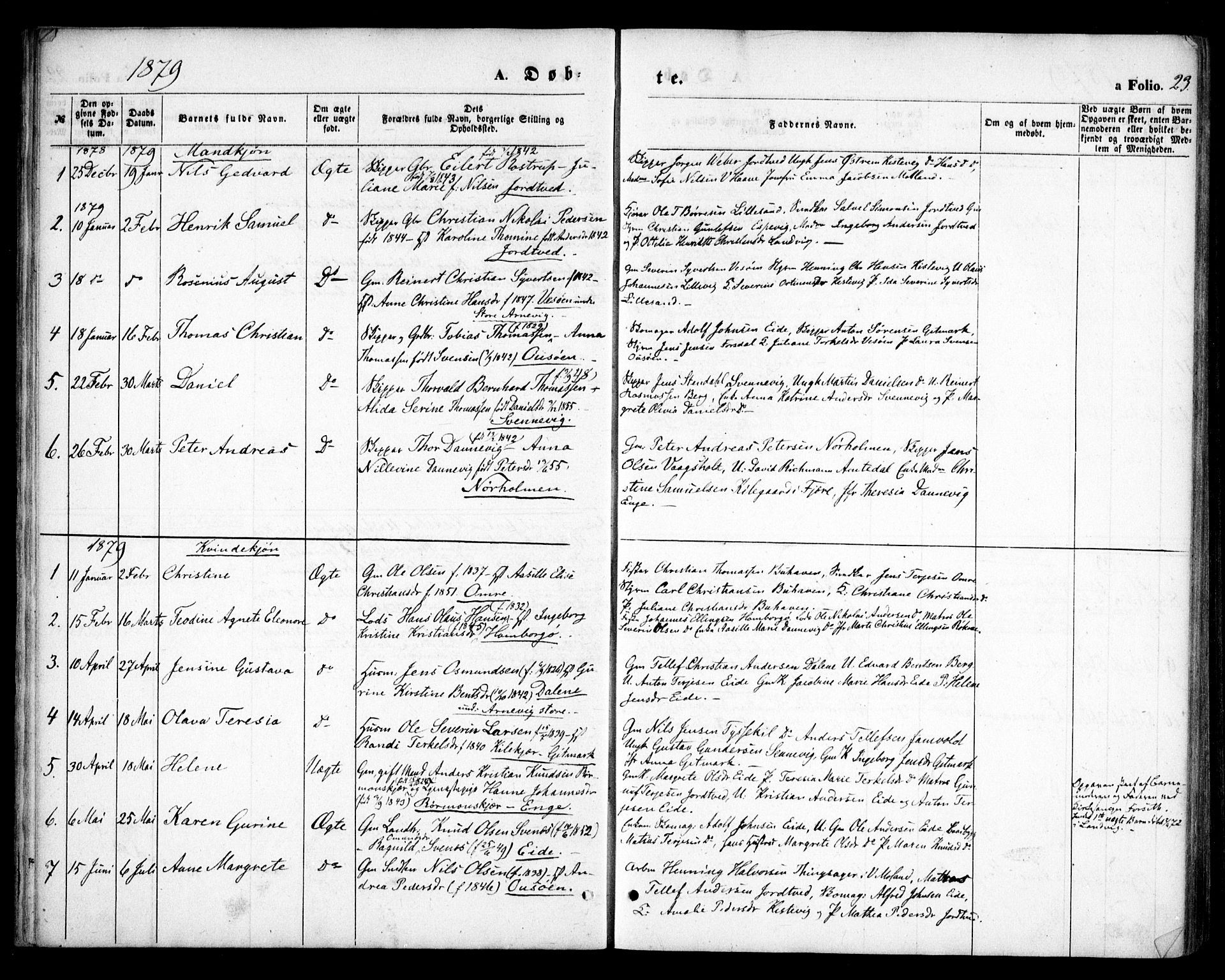 Hommedal sokneprestkontor, AV/SAK-1111-0023/F/Fa/Faa/L0002: Parish register (official) no. A 2, 1861-1884, p. 23