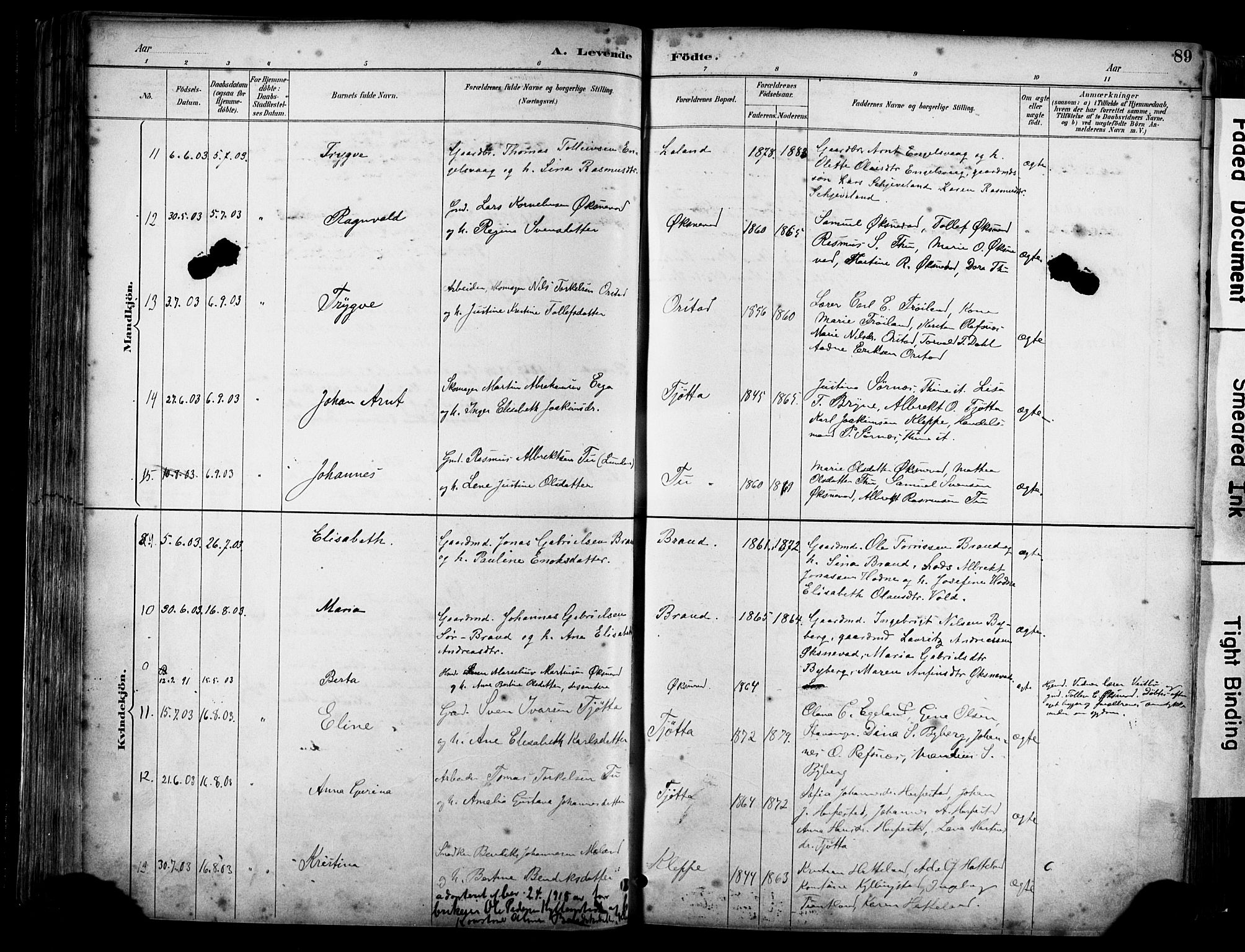 Klepp sokneprestkontor, AV/SAST-A-101803/001/3/30BA/L0009: Parish register (official) no. A 7, 1886-1915, p. 89