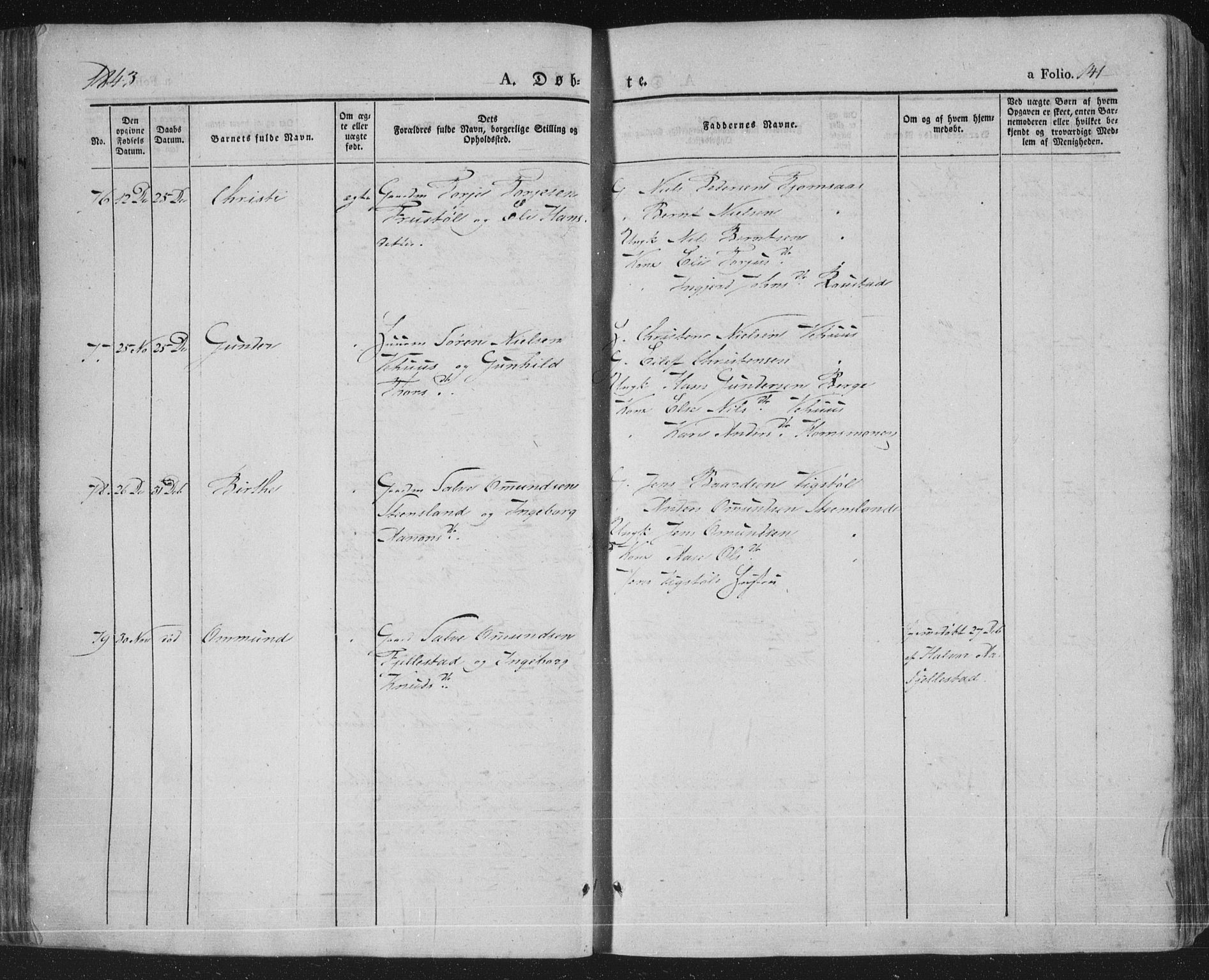 Vennesla sokneprestkontor, AV/SAK-1111-0045/Fa/Fac/L0004: Parish register (official) no. A 4, 1834-1855, p. 141