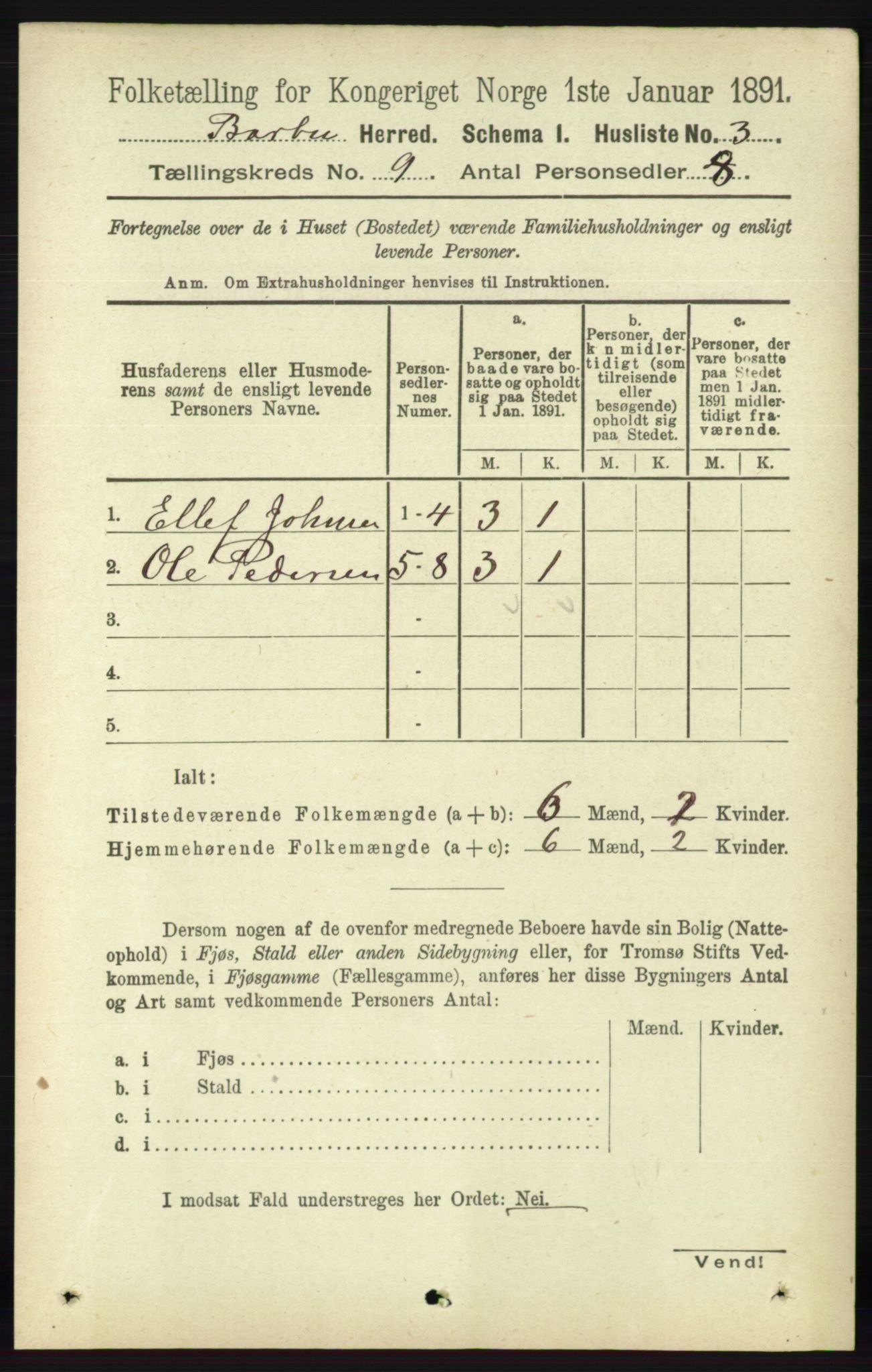 RA, 1891 census for 0990 Barbu, 1891, p. 7071