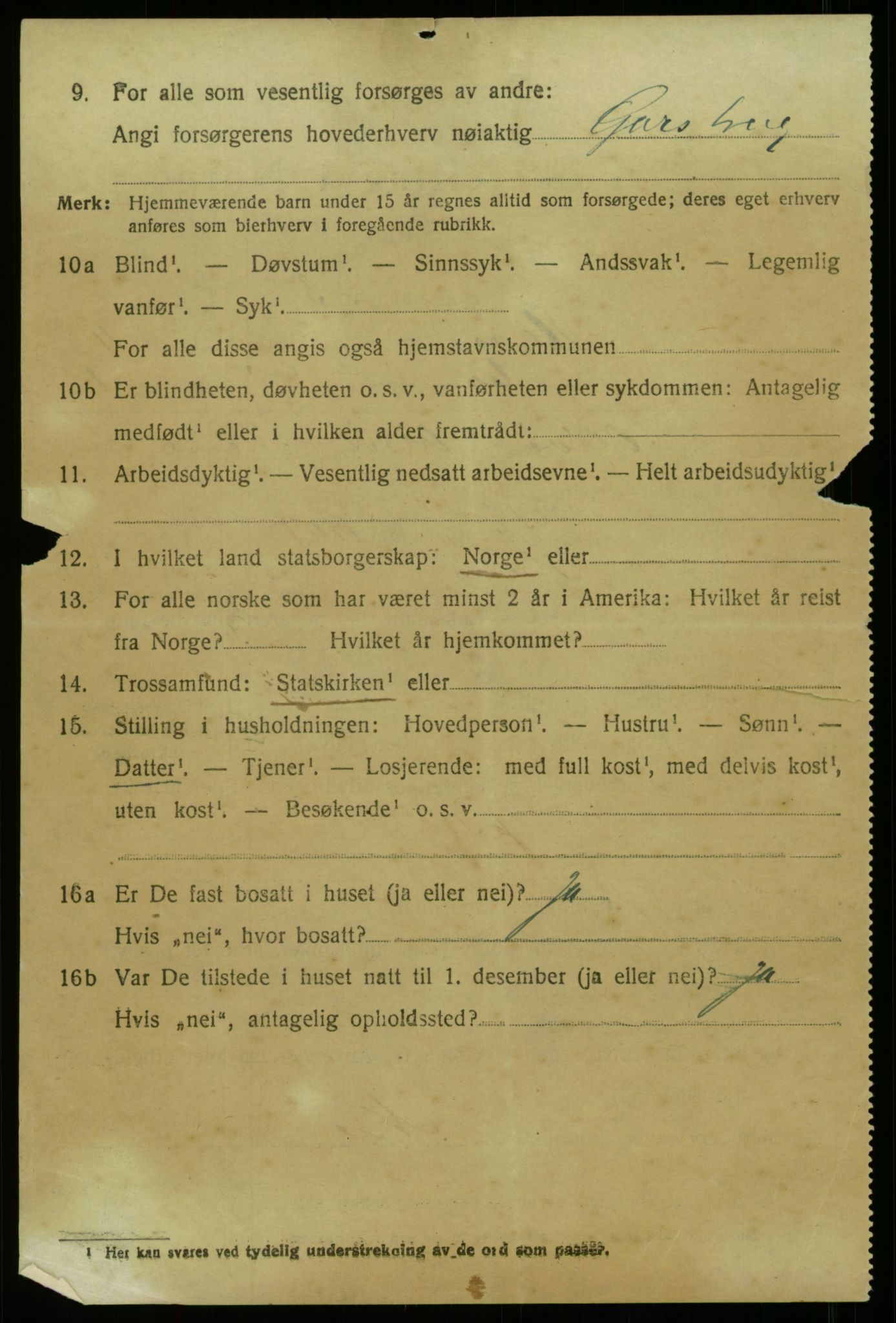 SAB, 1920 census for Haus, 1920, p. 7434
