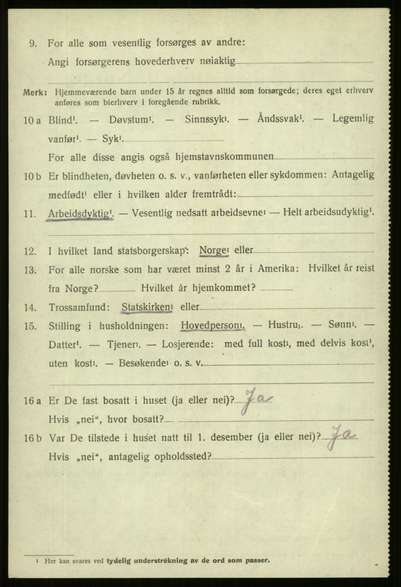 SAB, 1920 census for Vossestrand, 1920, p. 2821