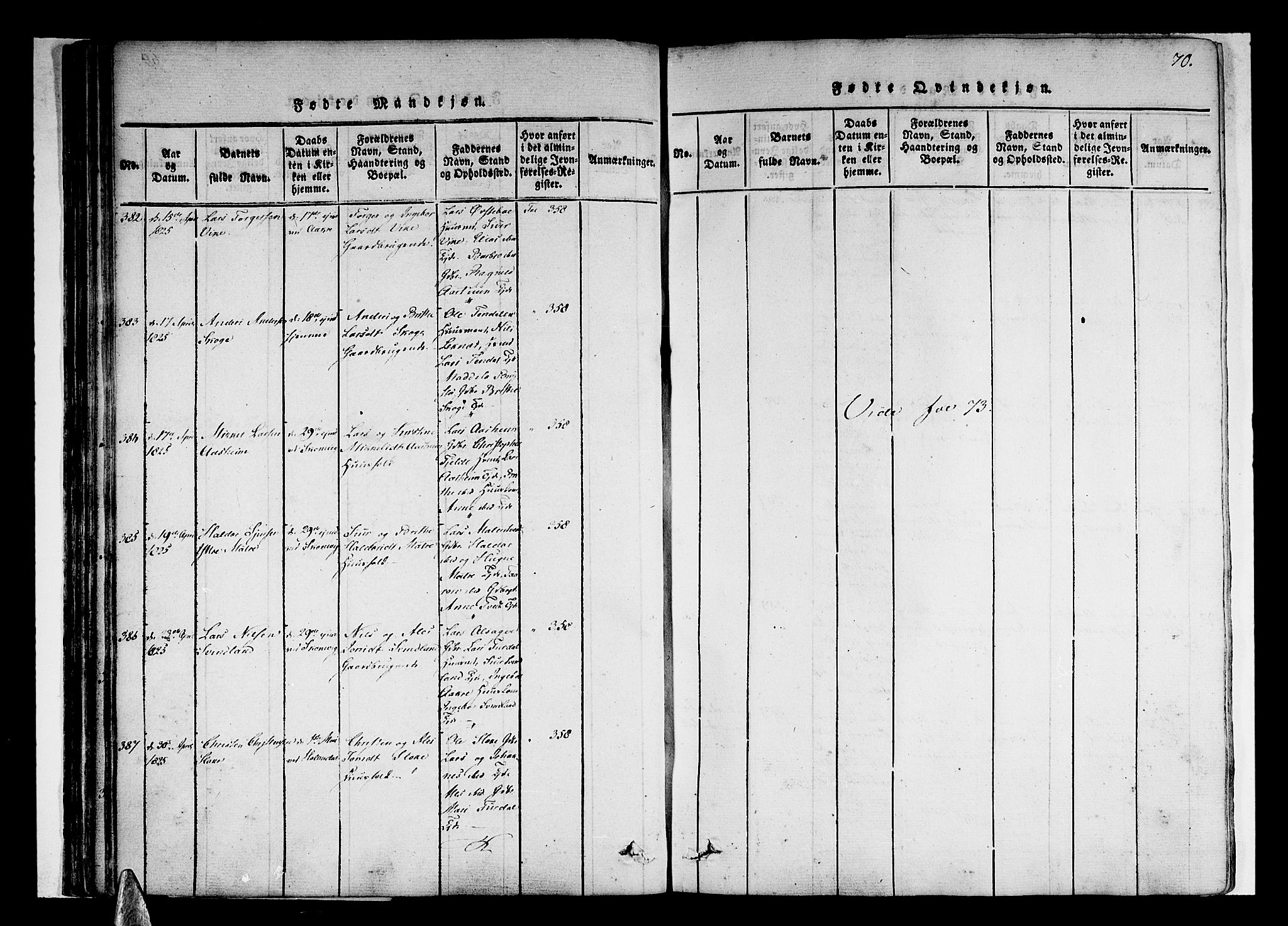 Skånevik sokneprestembete, AV/SAB-A-77801/H/Haa: Parish register (official) no. A 3, 1815-1828, p. 70