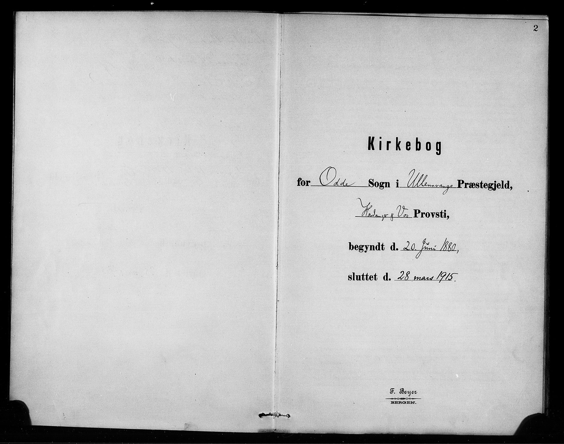 Odda Sokneprestembete, SAB/A-77201/H/Haa: Parish register (official) no. A 2, 1880-1915, p. 2