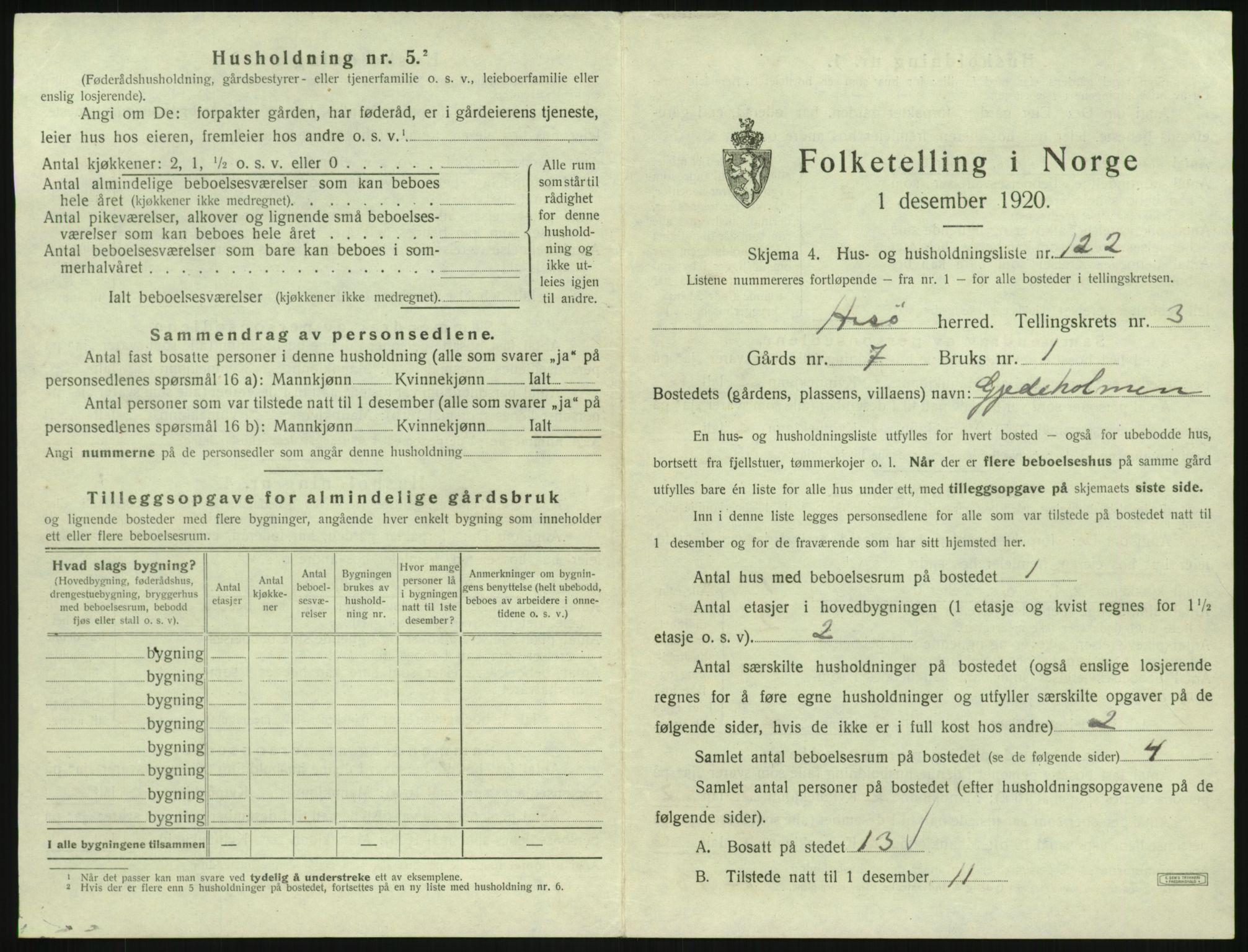 SAK, 1920 census for Hisøy, 1920, p. 906