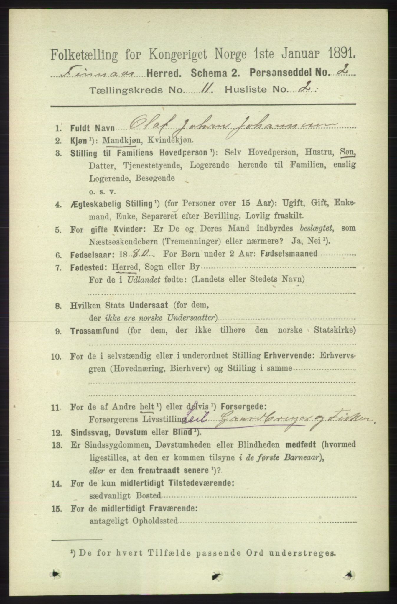 RA, 1891 census for 1218 Finnås, 1891, p. 5132