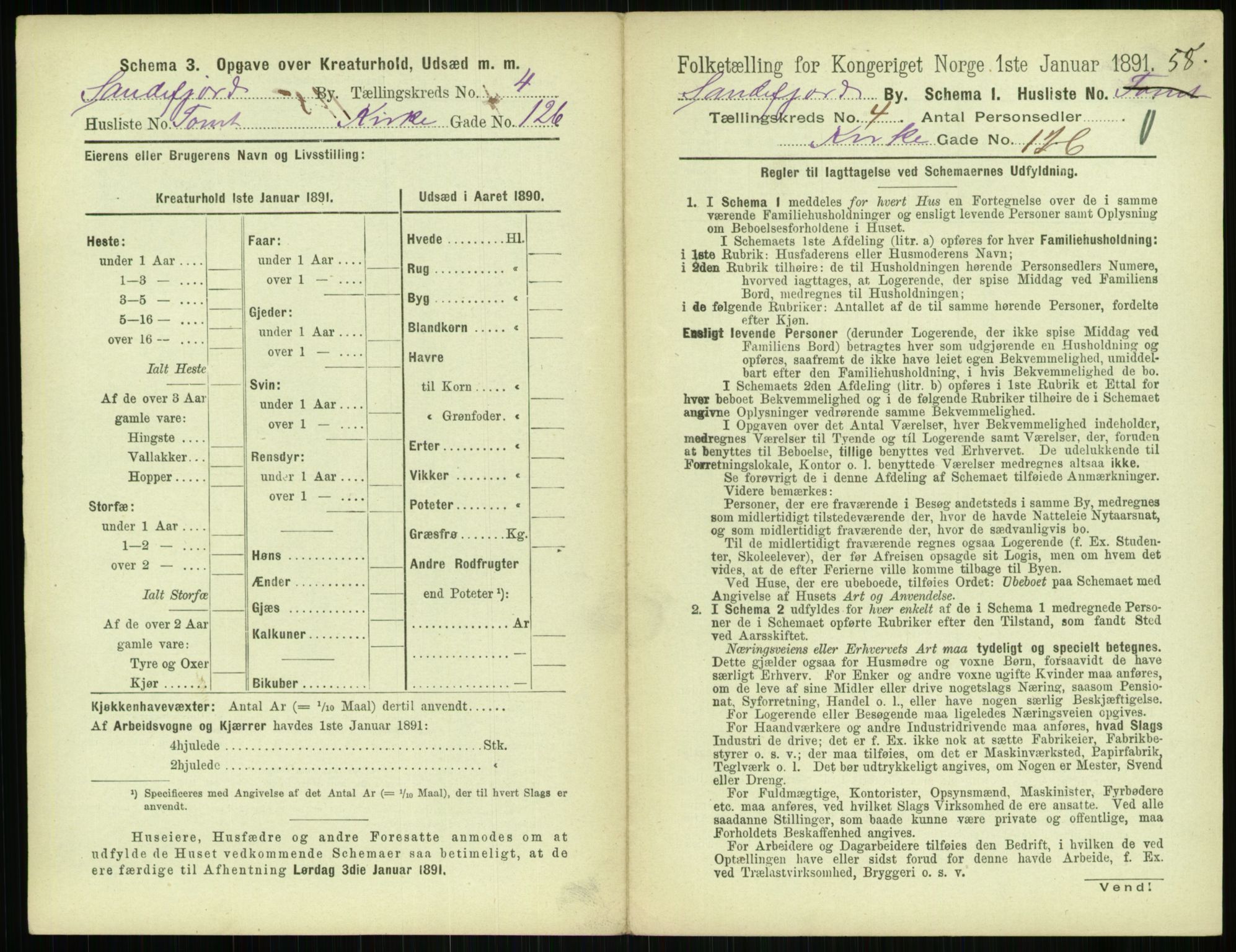 RA, 1891 census for 0706 Sandefjord, 1891, p. 501