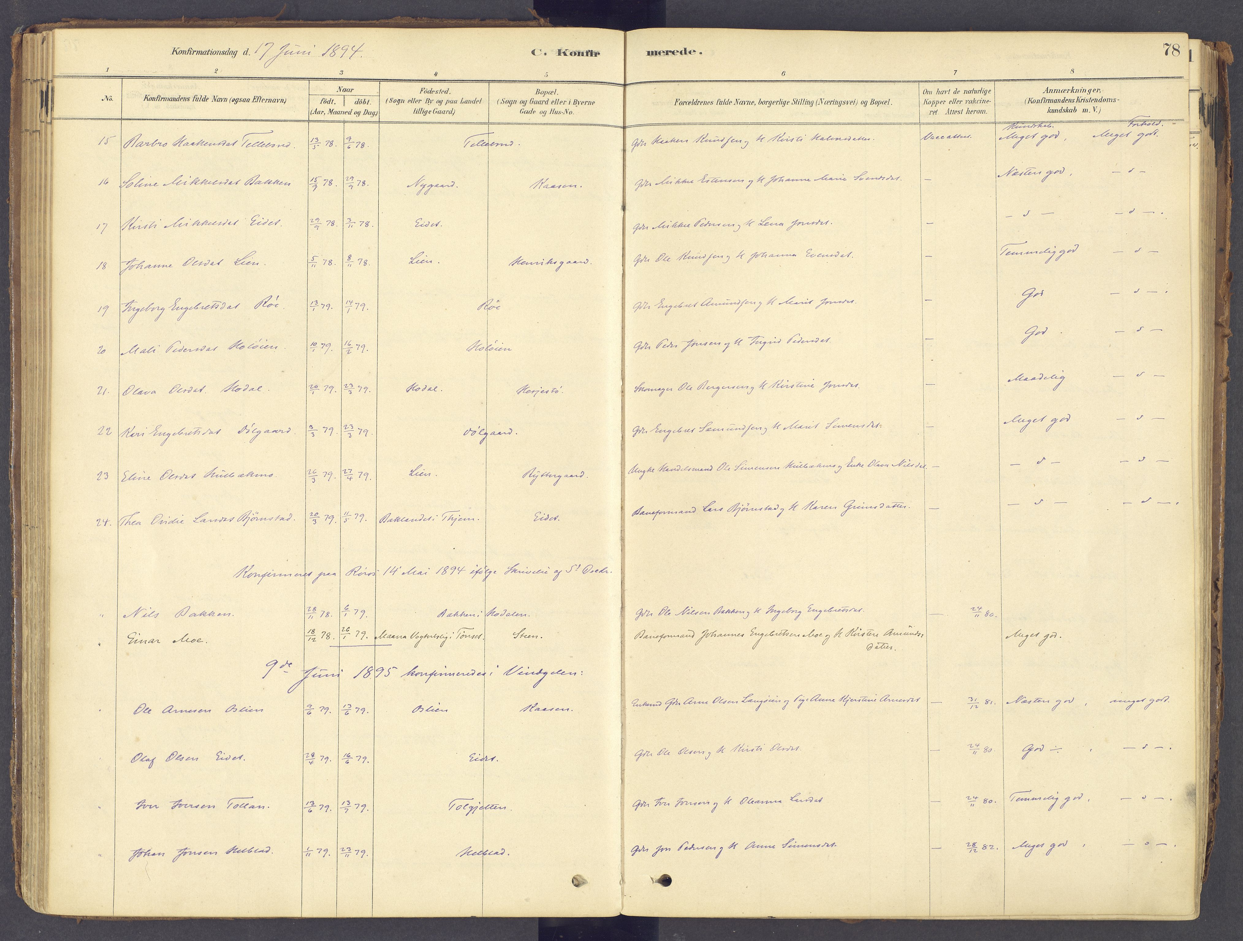 Tolga prestekontor, AV/SAH-PREST-062/K/L0011: Parish register (official) no. 11, 1877-1920, p. 78