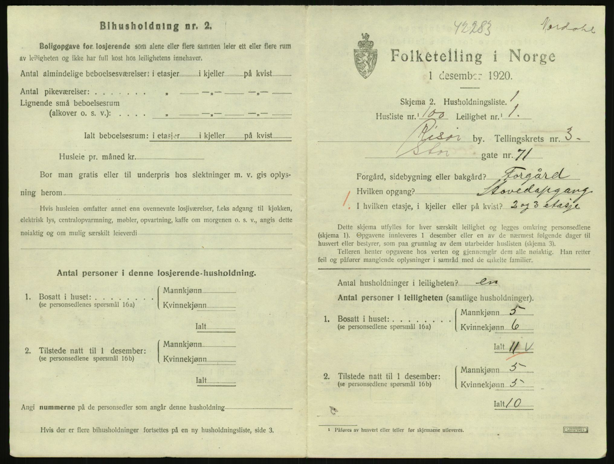 SAK, 1920 census for Risør, 1920, p. 2783