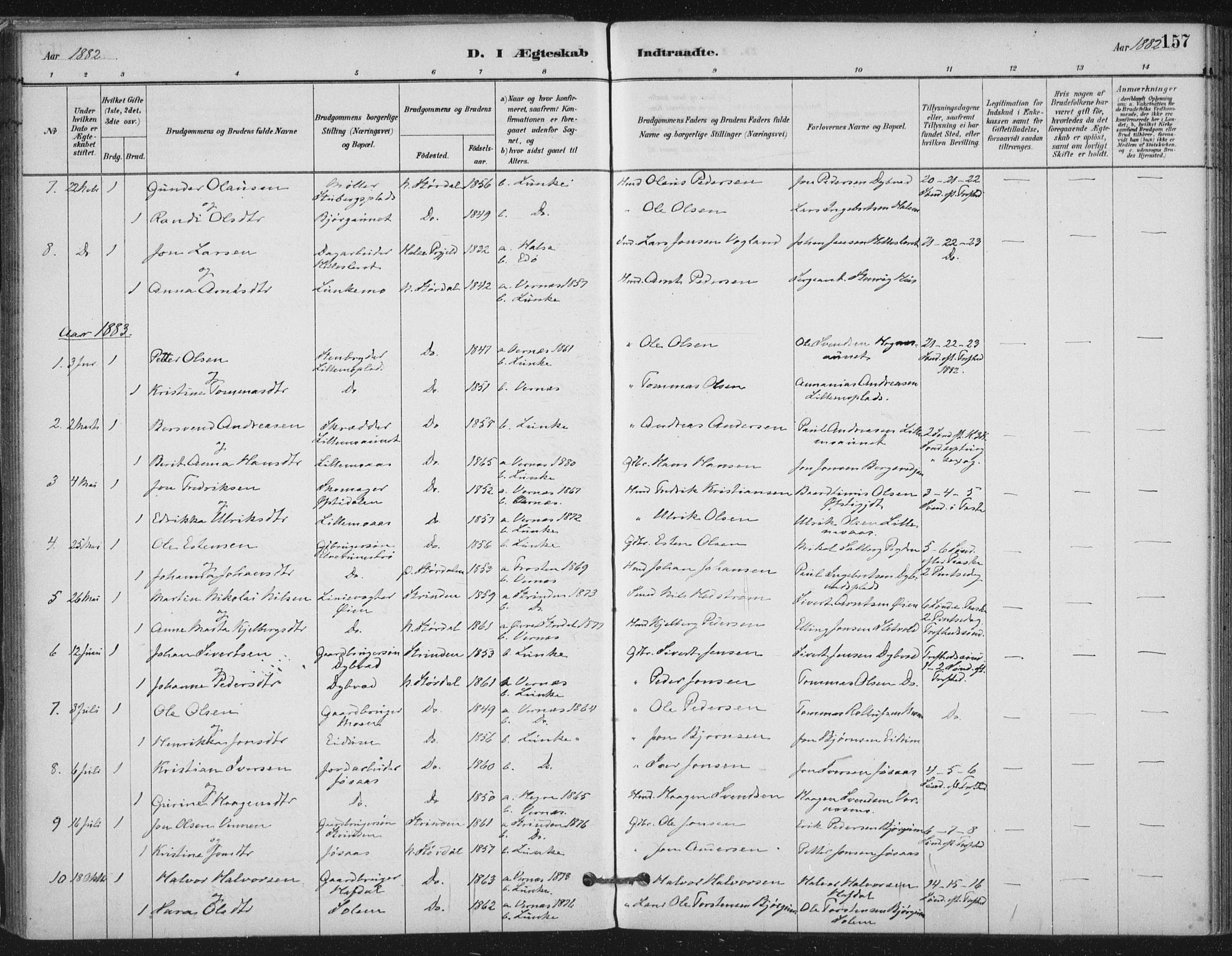 Ministerialprotokoller, klokkerbøker og fødselsregistre - Nord-Trøndelag, SAT/A-1458/710/L0095: Parish register (official) no. 710A01, 1880-1914, p. 157