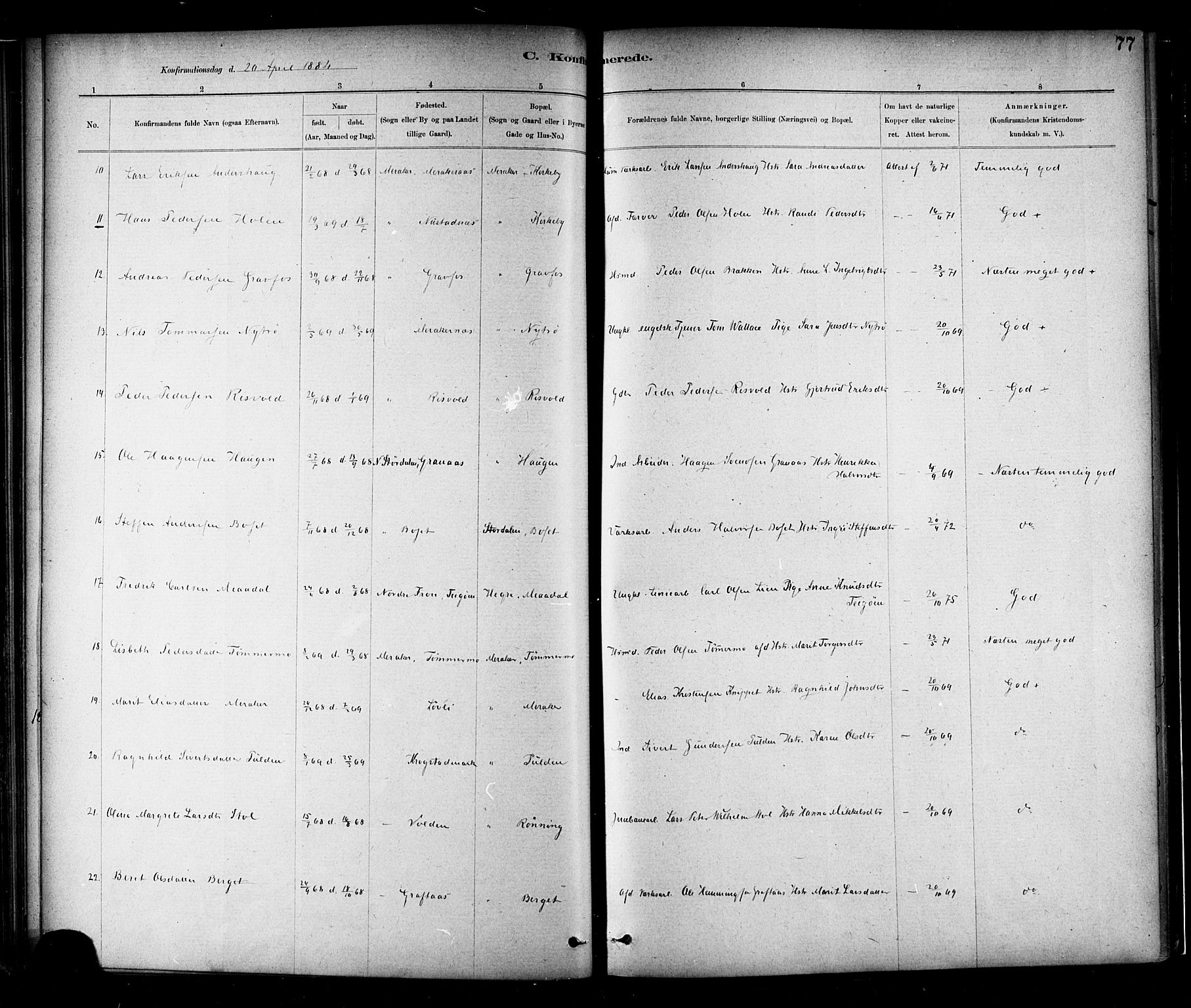 Ministerialprotokoller, klokkerbøker og fødselsregistre - Nord-Trøndelag, SAT/A-1458/706/L0047: Parish register (official) no. 706A03, 1878-1892, p. 77