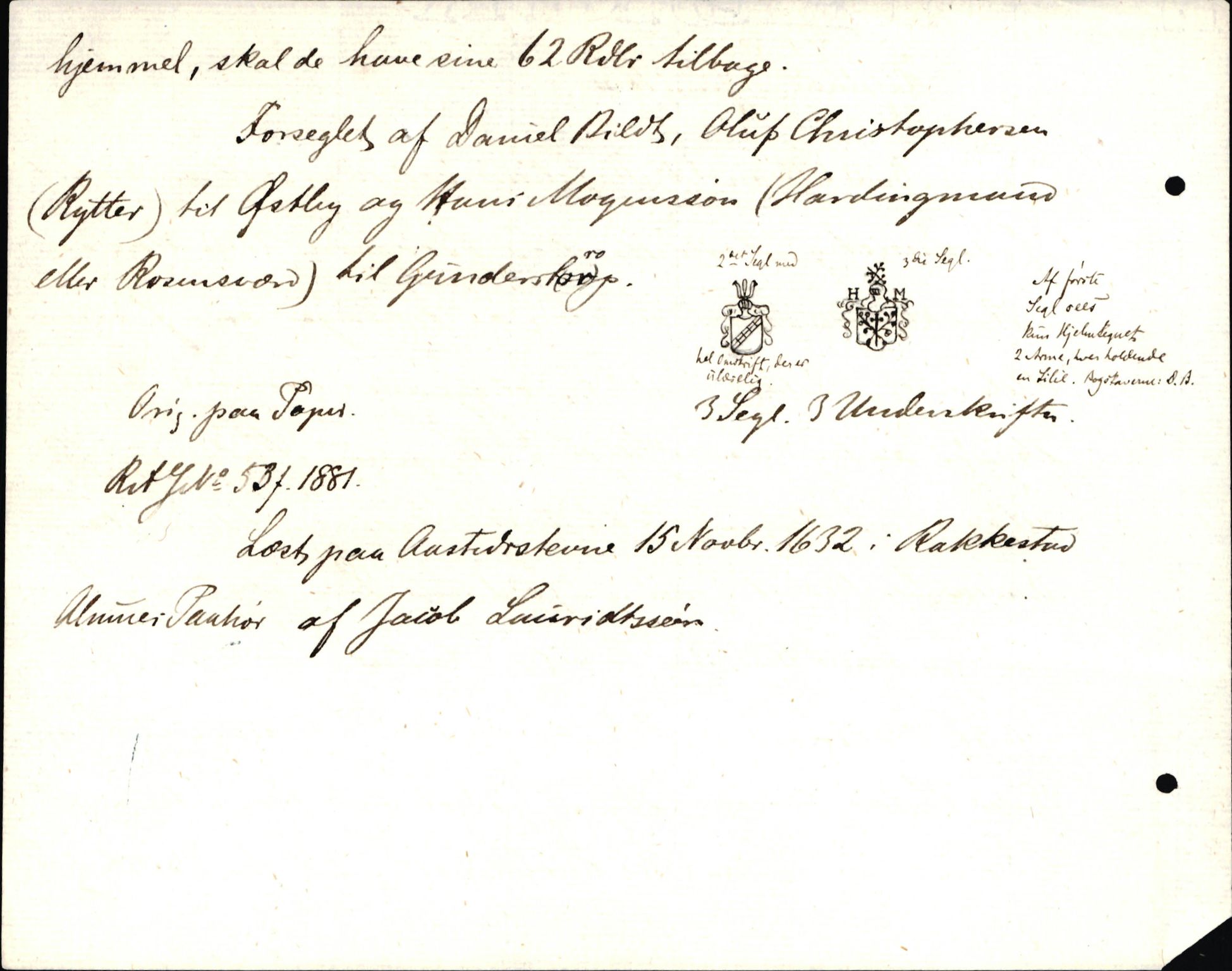 Riksarkivets diplomsamling, AV/RA-EA-5965/F35/F35d/L0003: Innlånte diplomer, seddelregister, 1621-1642, p. 320