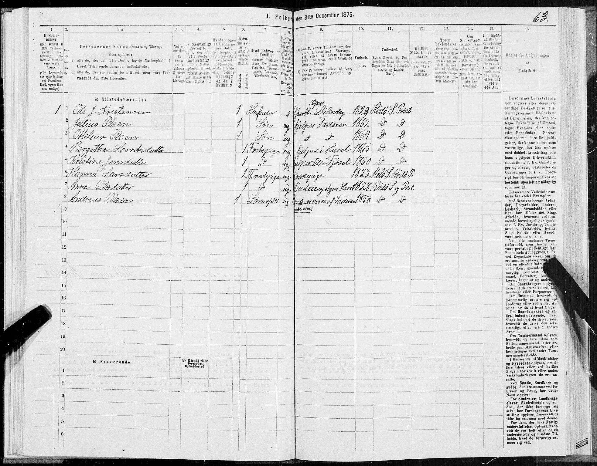 SAT, 1875 census for 1836P Rødøy, 1875, p. 1063