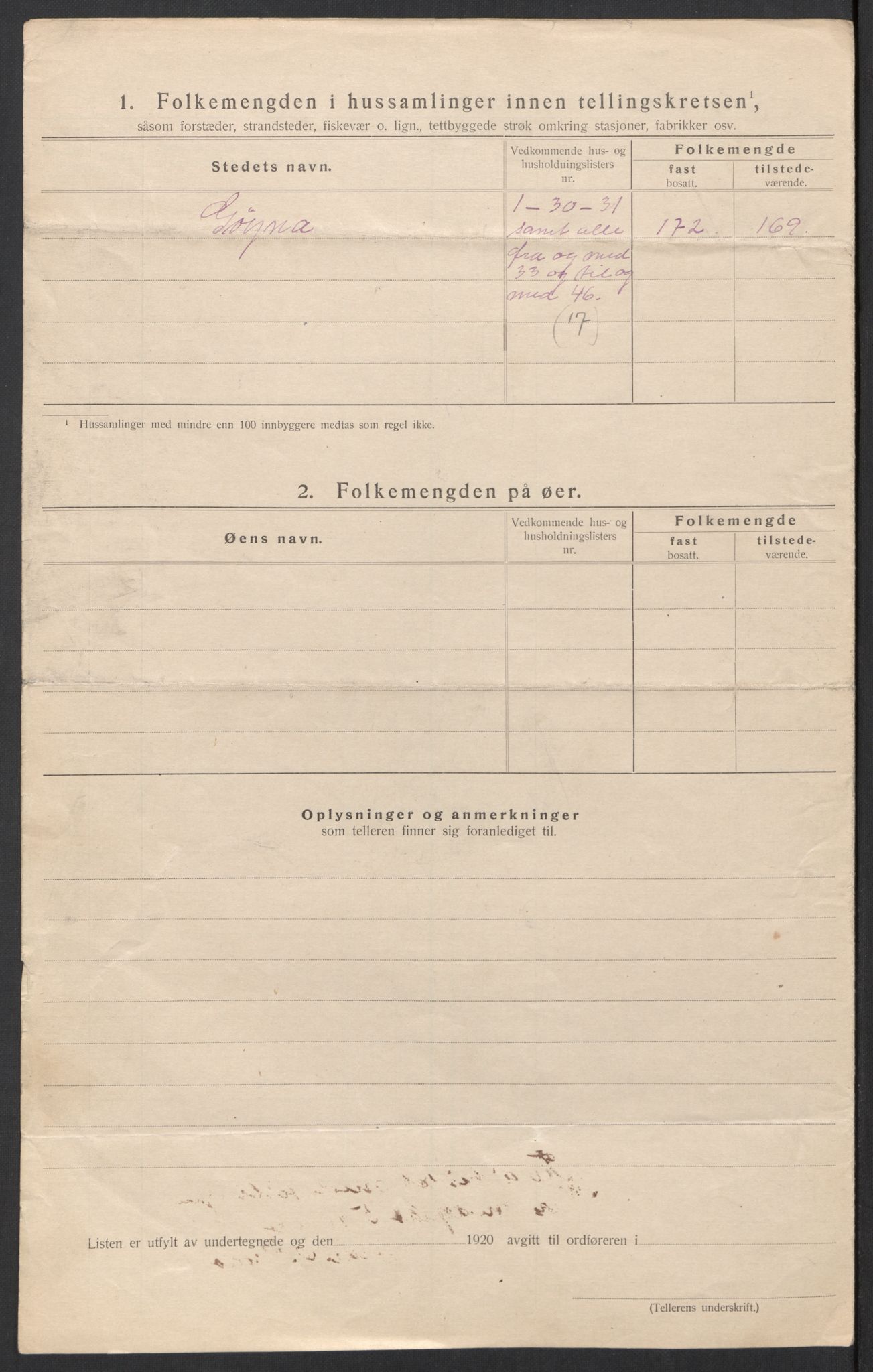 SAT, 1920 census for Giske, 1920, p. 14