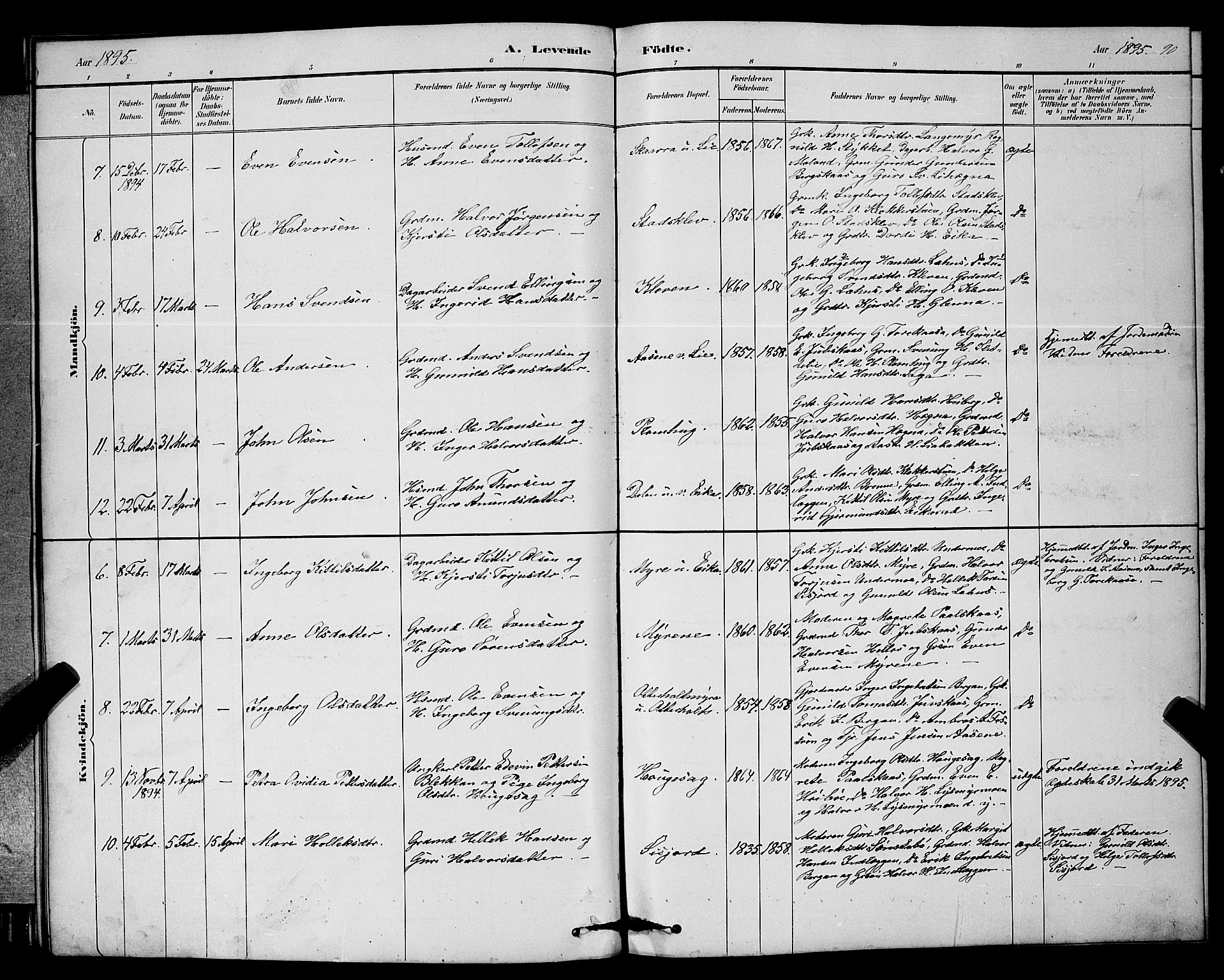 Bø kirkebøker, SAKO/A-257/G/Ga/L0005: Parish register (copy) no. 5, 1883-1897, p. 90
