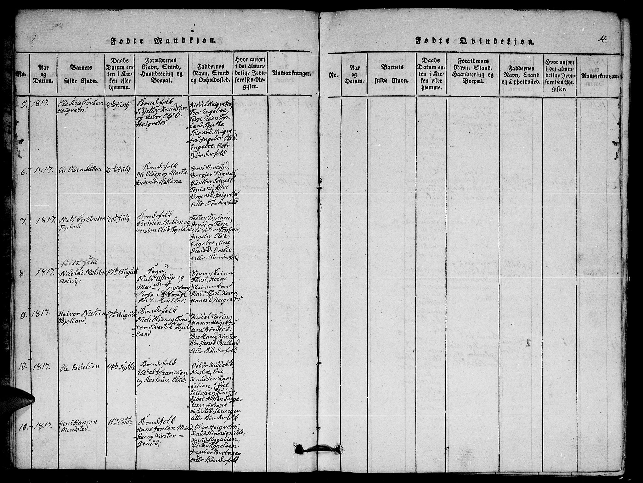 Herefoss sokneprestkontor, SAK/1111-0019/F/Fa/Faa/L0001: Parish register (official) no. A 1, 1816-1860, p. 4