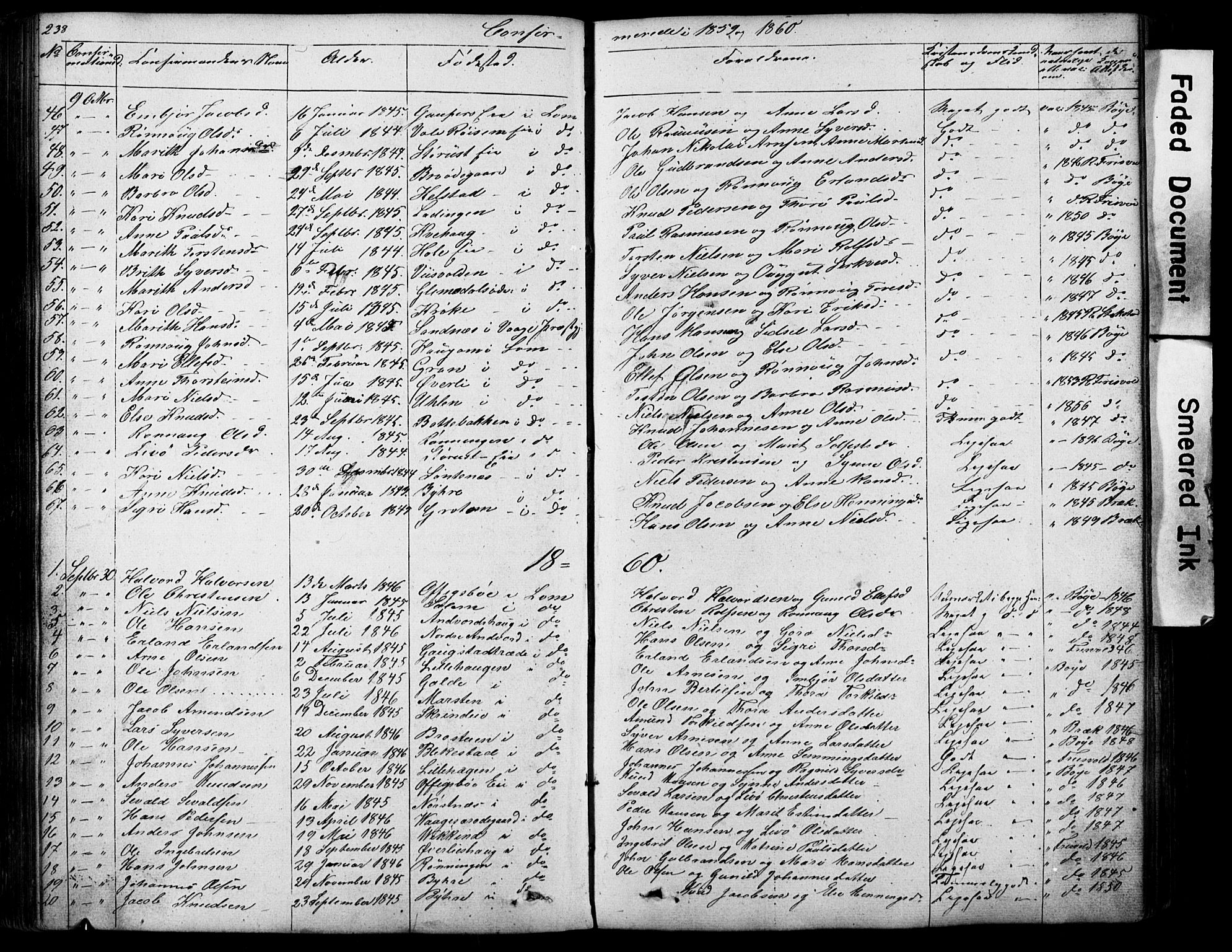 Lom prestekontor, SAH/PREST-070/L/L0012: Parish register (copy) no. 12, 1845-1873, p. 238-239