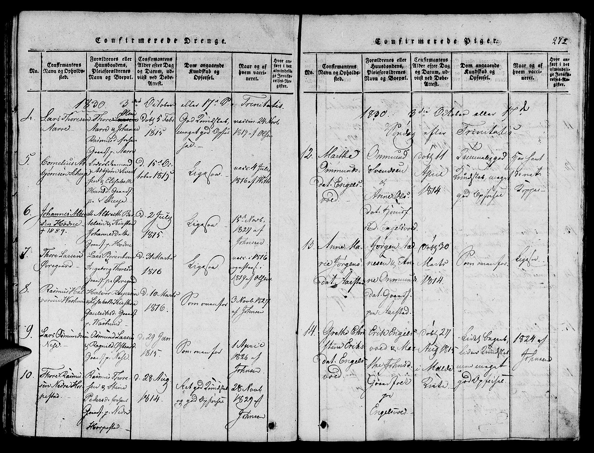 Klepp sokneprestkontor, AV/SAST-A-101803/001/3/30BA/L0002: Parish register (official) no. A 2, 1816-1833, p. 272