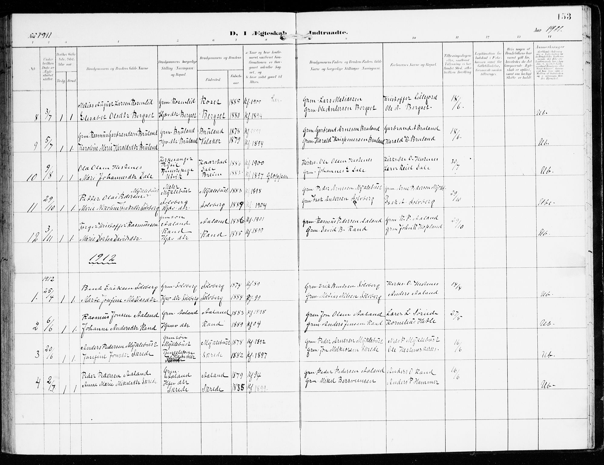 Innvik sokneprestembete, AV/SAB-A-80501: Parish register (official) no. D 2, 1900-1921, p. 153