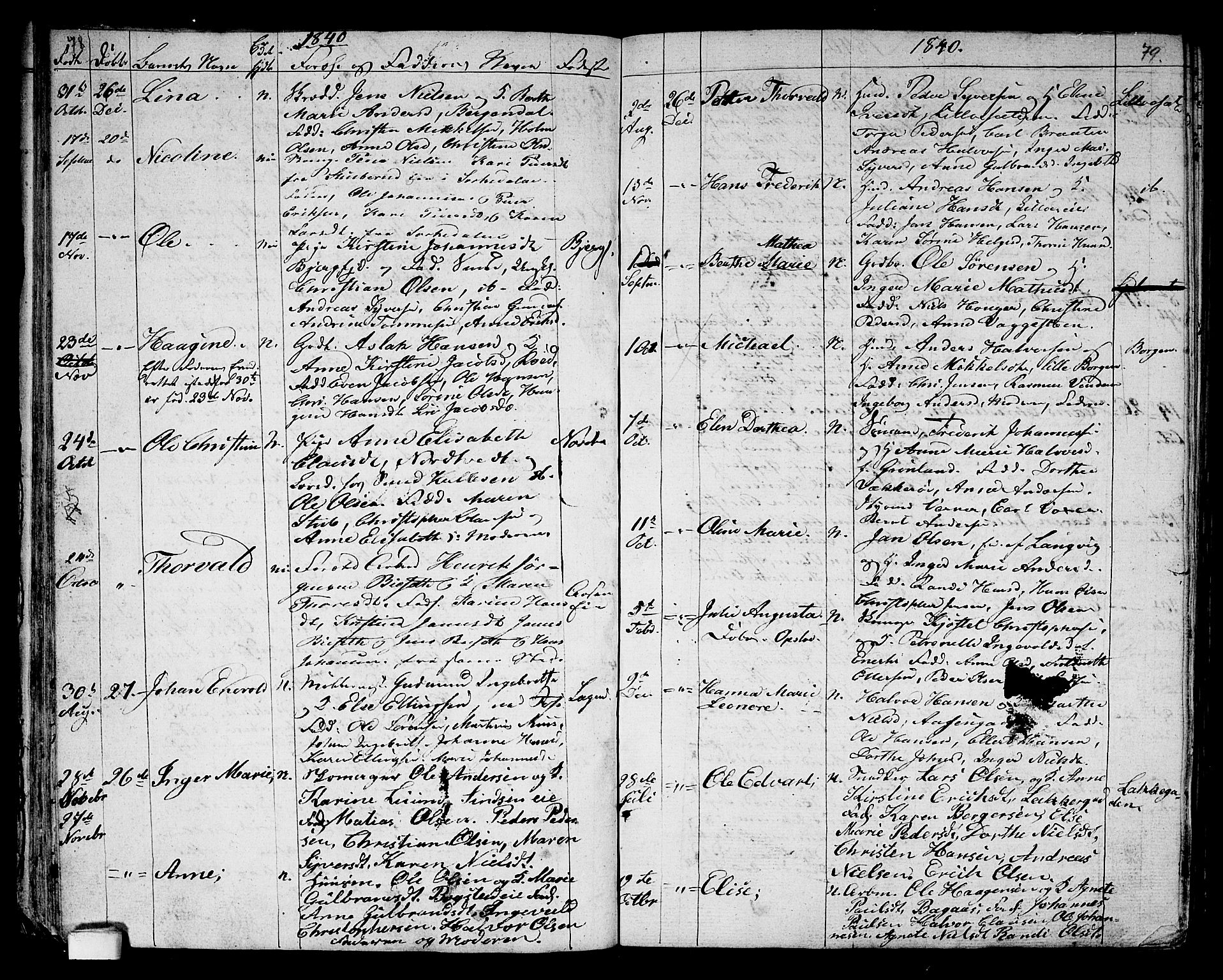 Aker prestekontor kirkebøker, SAO/A-10861/G/L0007: Parish register (copy) no. 7, 1838-1846, p. 78-79