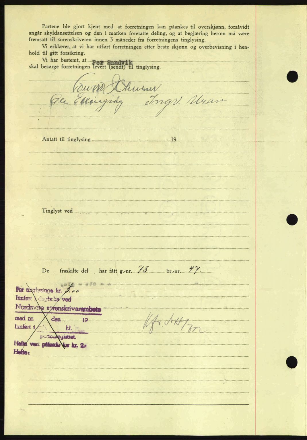 Nordmøre sorenskriveri, AV/SAT-A-4132/1/2/2Ca: Mortgage book no. A97, 1944-1944, Diary no: : 775/1944