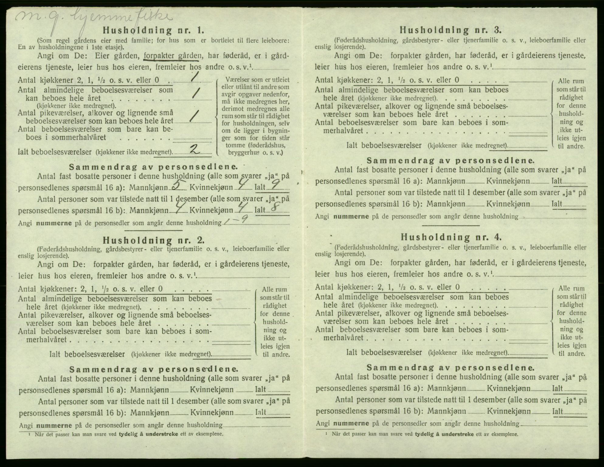 SAB, 1920 census for Fjell, 1920, p. 160