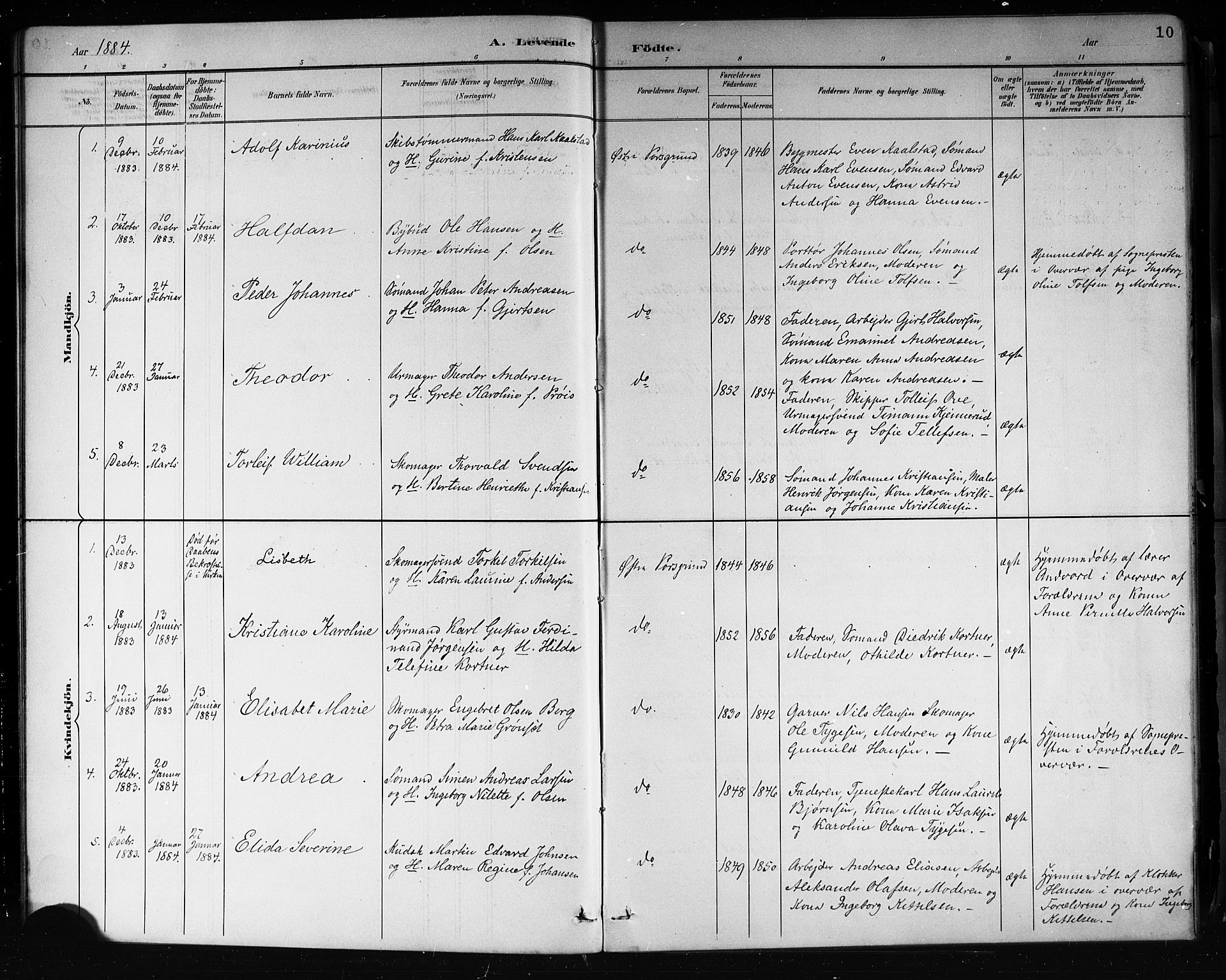Porsgrunn kirkebøker , SAKO/A-104/G/Gb/L0005: Parish register (copy) no. II 5, 1883-1915, p. 10