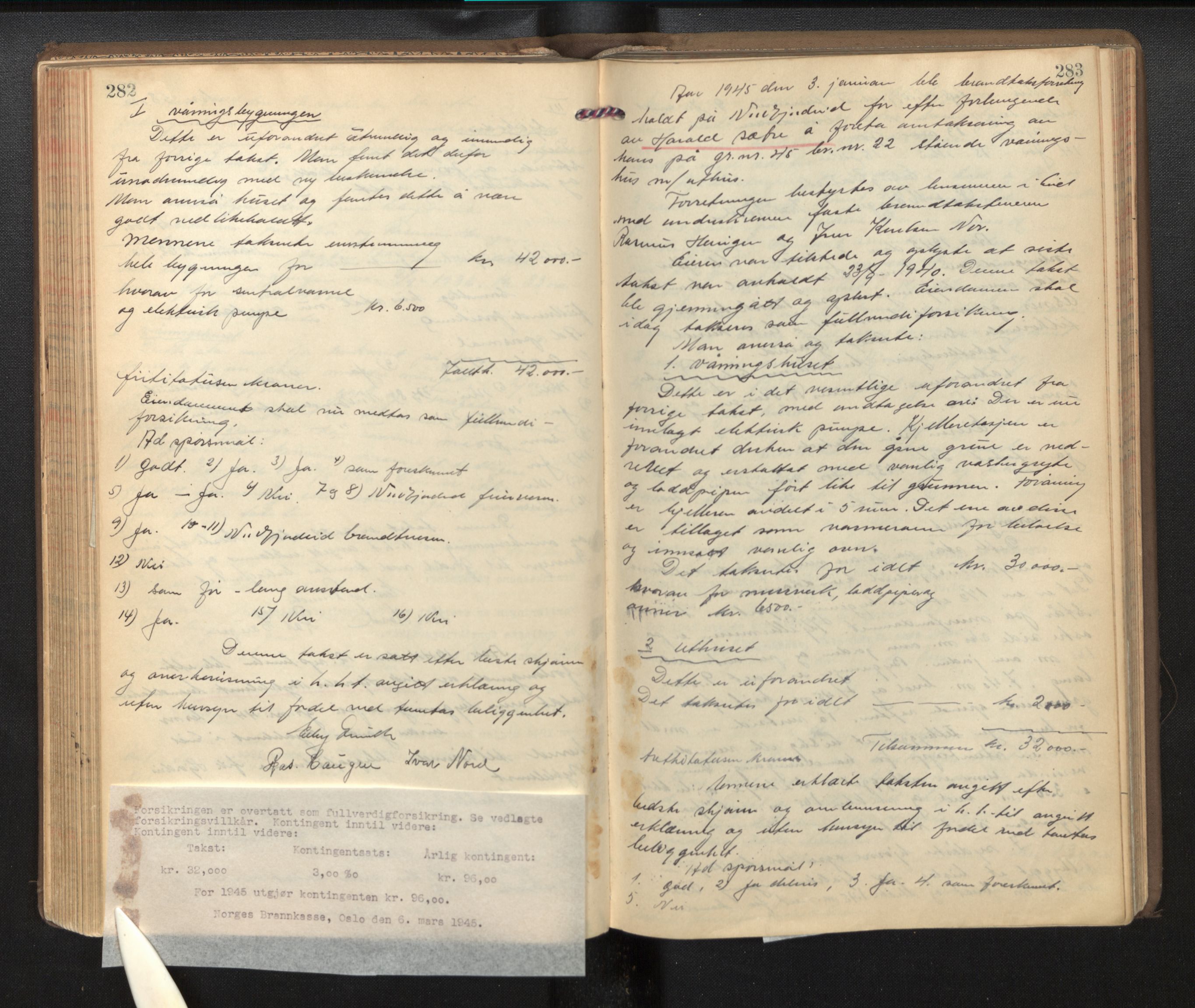 Lensmannen i Eid, AV/SAB-A-27001/0012/L0004: Branntakstprotokoll, 1922-1950, p. 282-283