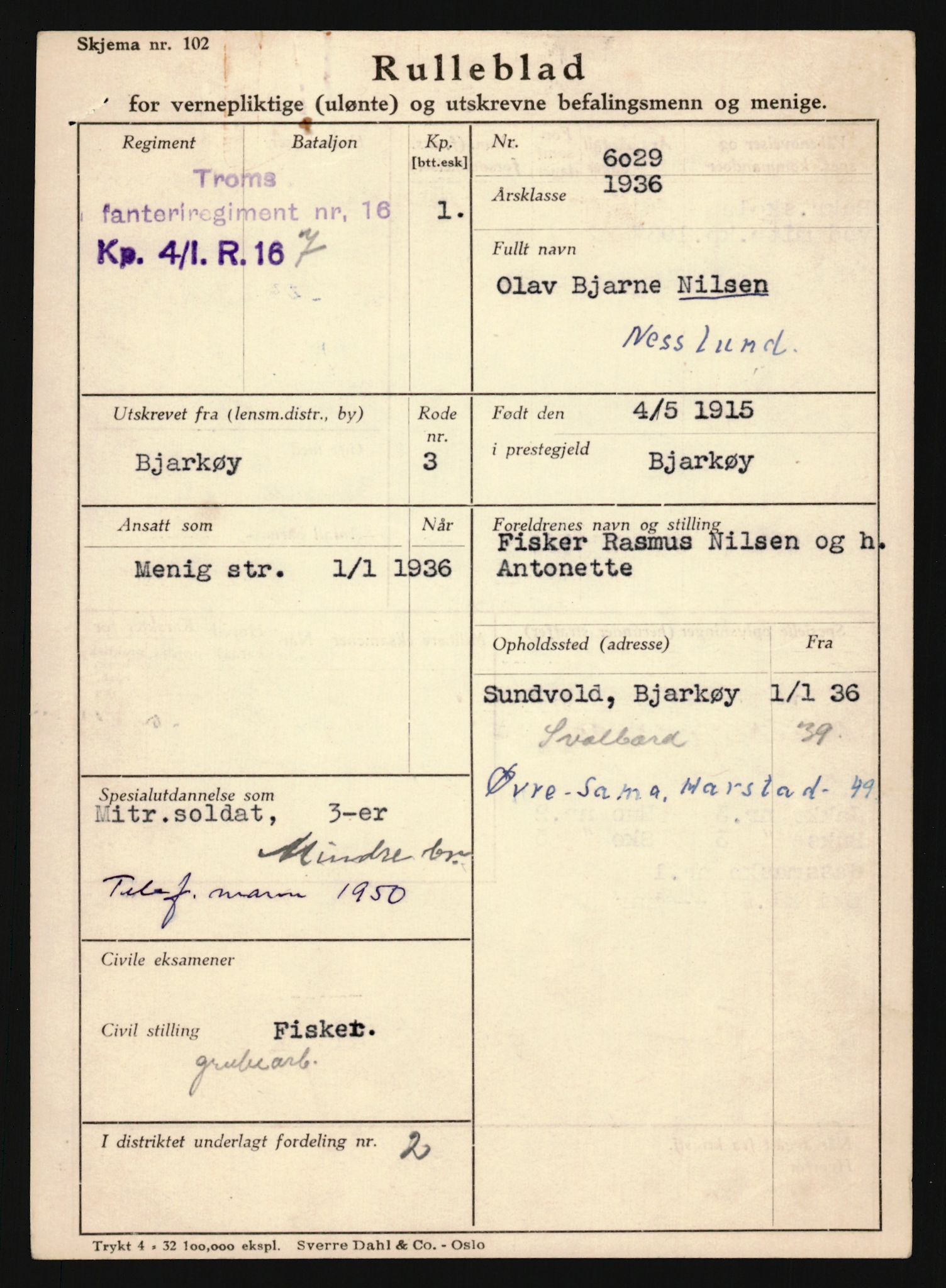 Forsvaret, Troms infanteriregiment nr. 16, AV/RA-RAFA-3146/P/Pa/L0020: Rulleblad for regimentets menige mannskaper, årsklasse 1936, 1936, p. 935