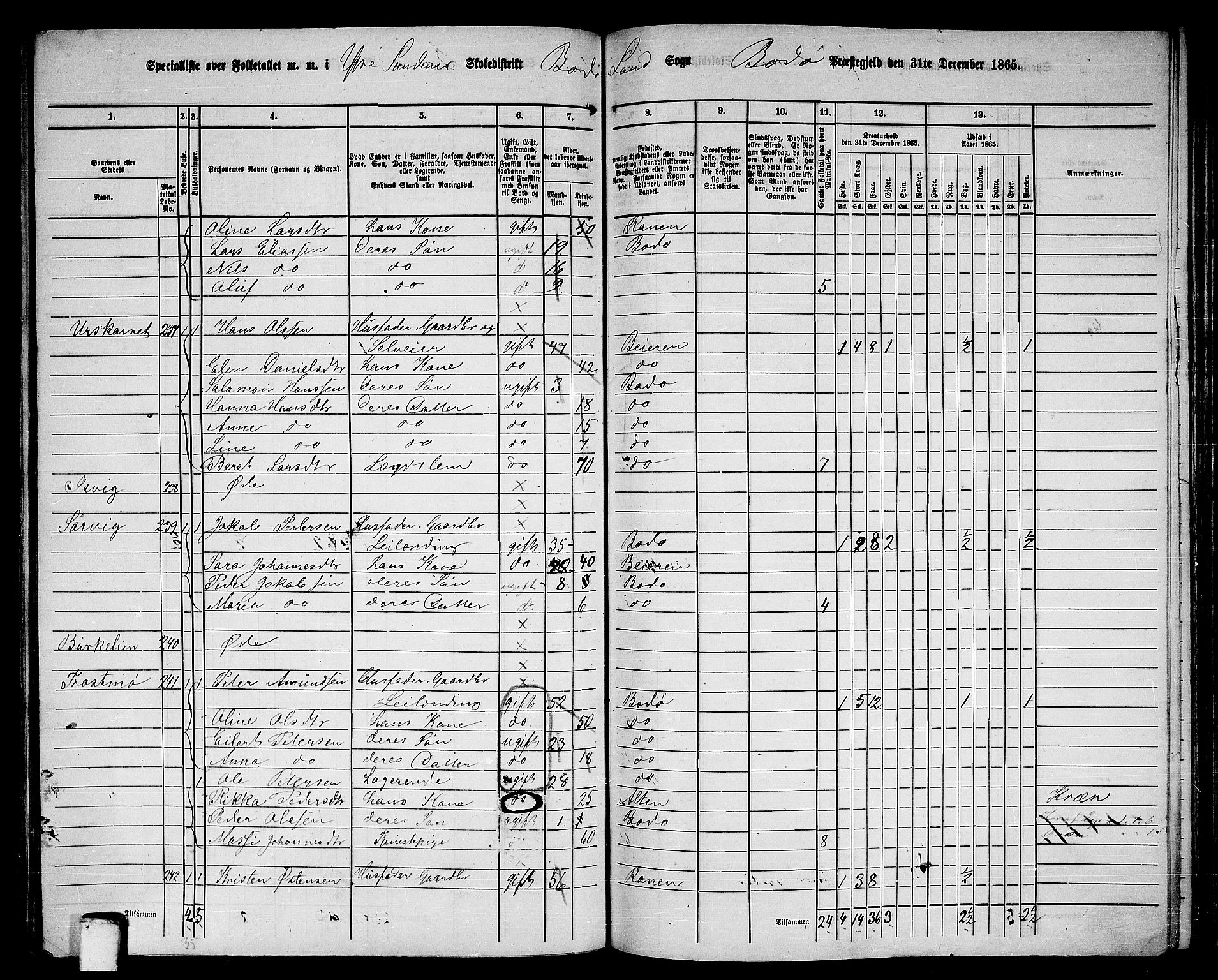 RA, 1865 census for Bodø/Bodø, 1865, p. 101