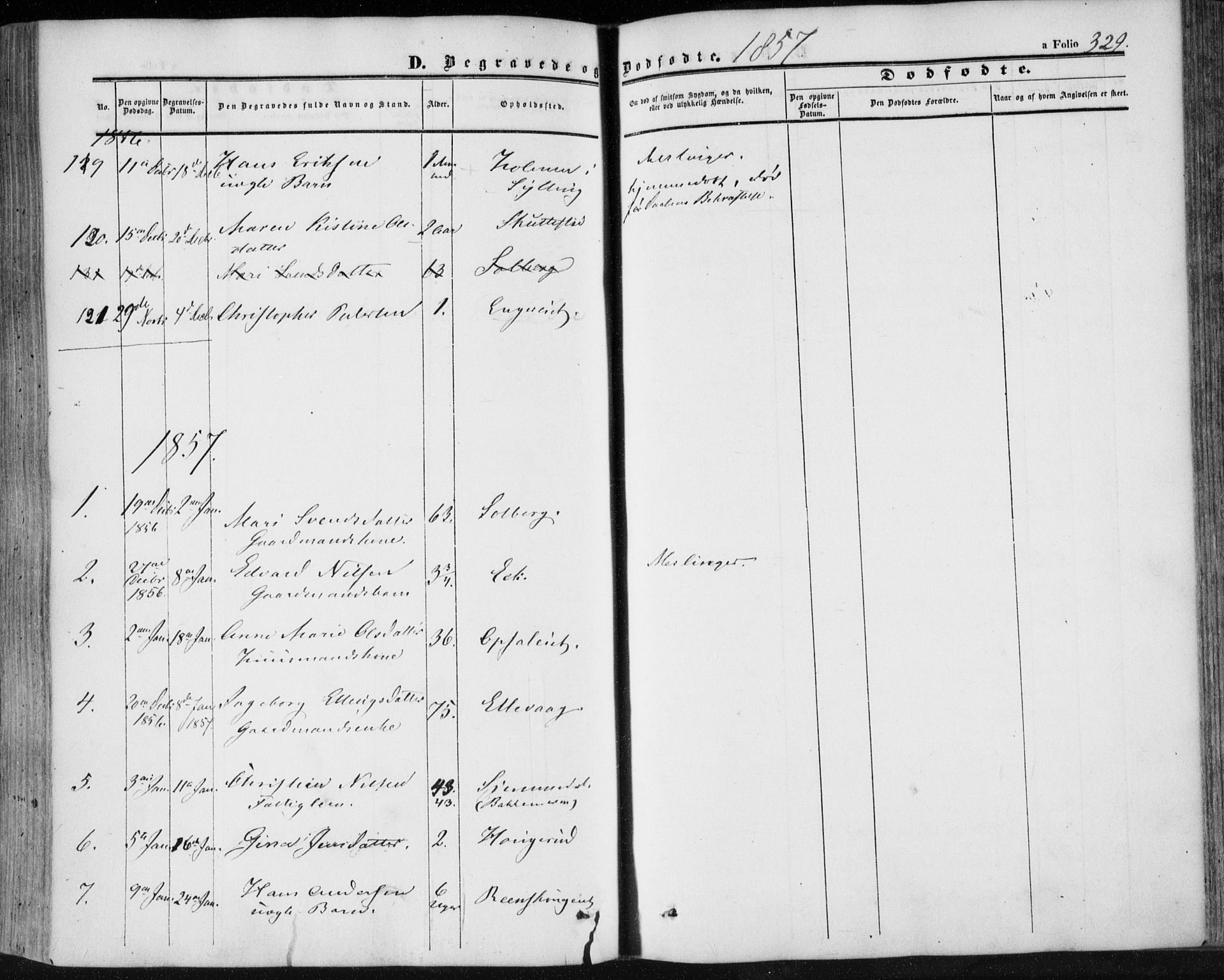 Lier kirkebøker, AV/SAKO-A-230/F/Fa/L0012: Parish register (official) no. I 12, 1854-1864, p. 329